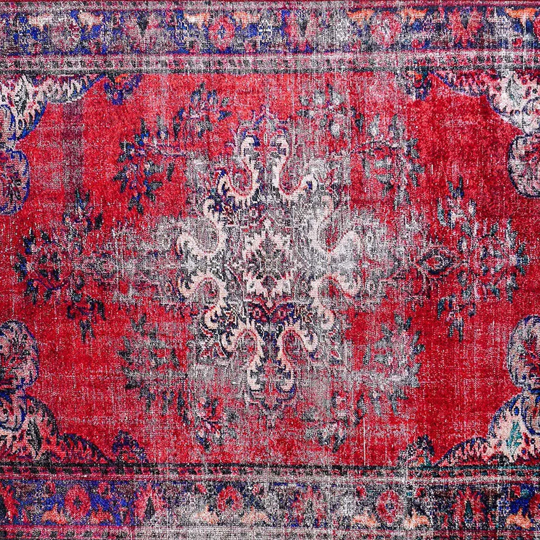 Nasma Turkish Distressed Red Rug