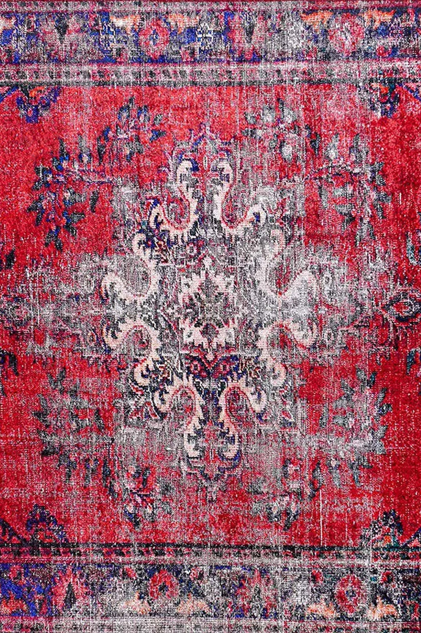 Nasma Turkish Distressed Red Rug