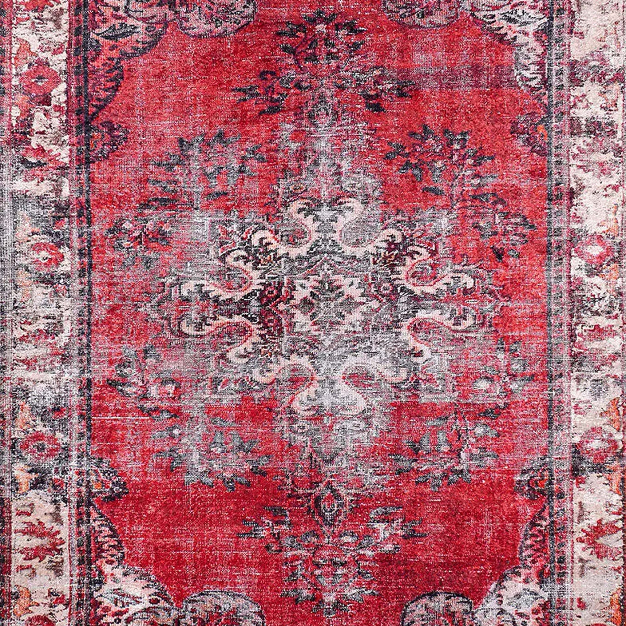 Nasma Turkish Distressed Red Rug