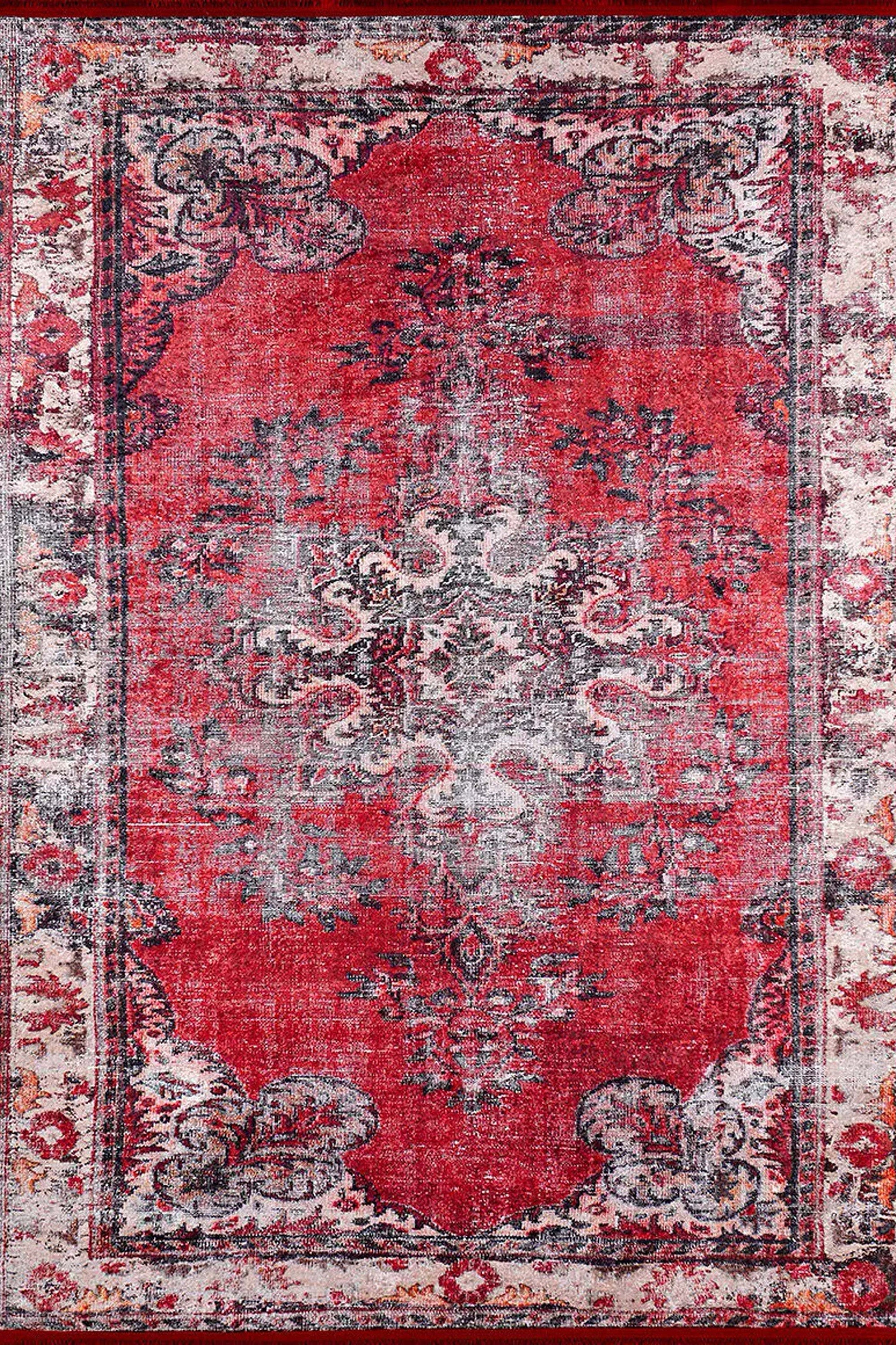 Nasma Turkish Distressed Red Rug