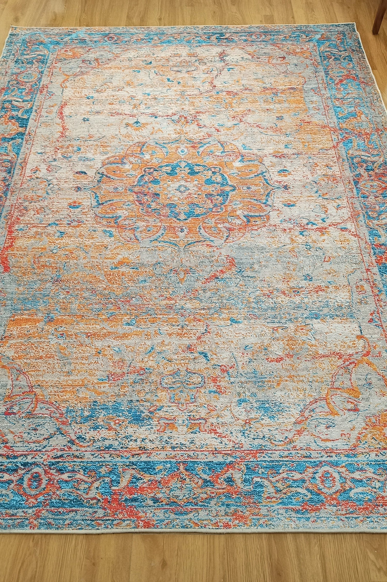 Neami Turkish Oriental Beige Orange Light Blue Rug