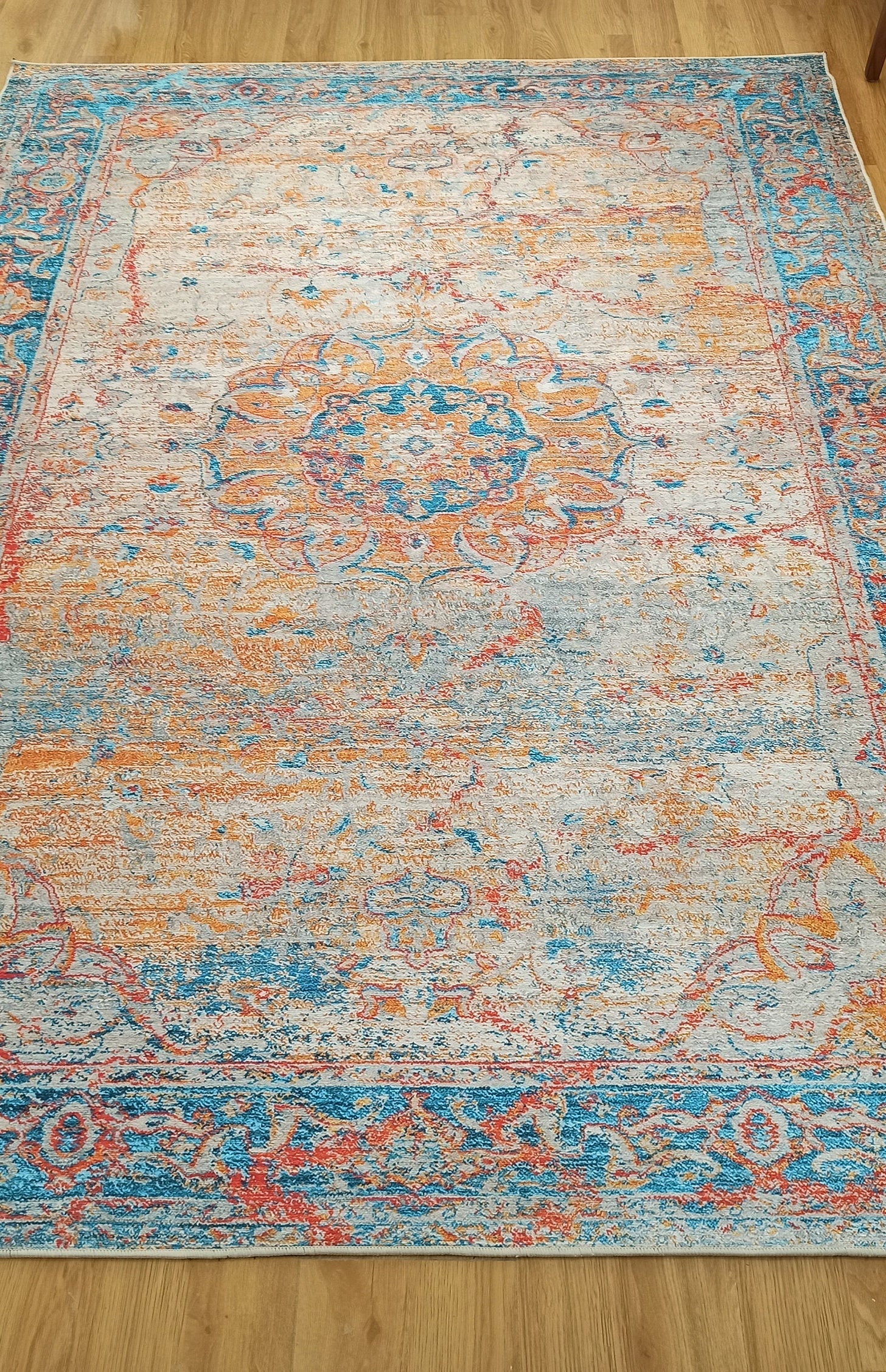 Neami Turkish Oriental Beige Orange Light Blue Rug