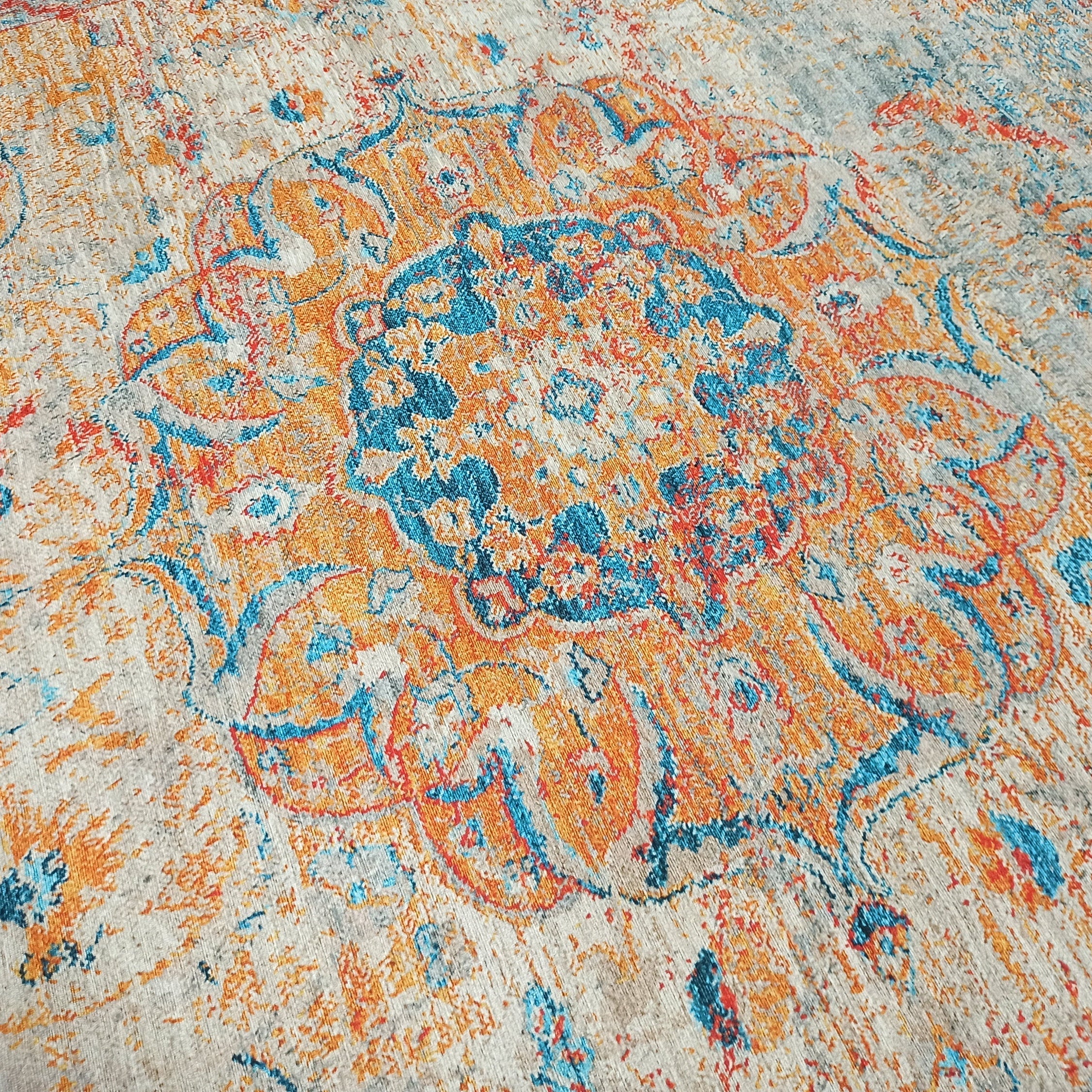 Neami Turkish Oriental Beige Orange Light Blue Rug