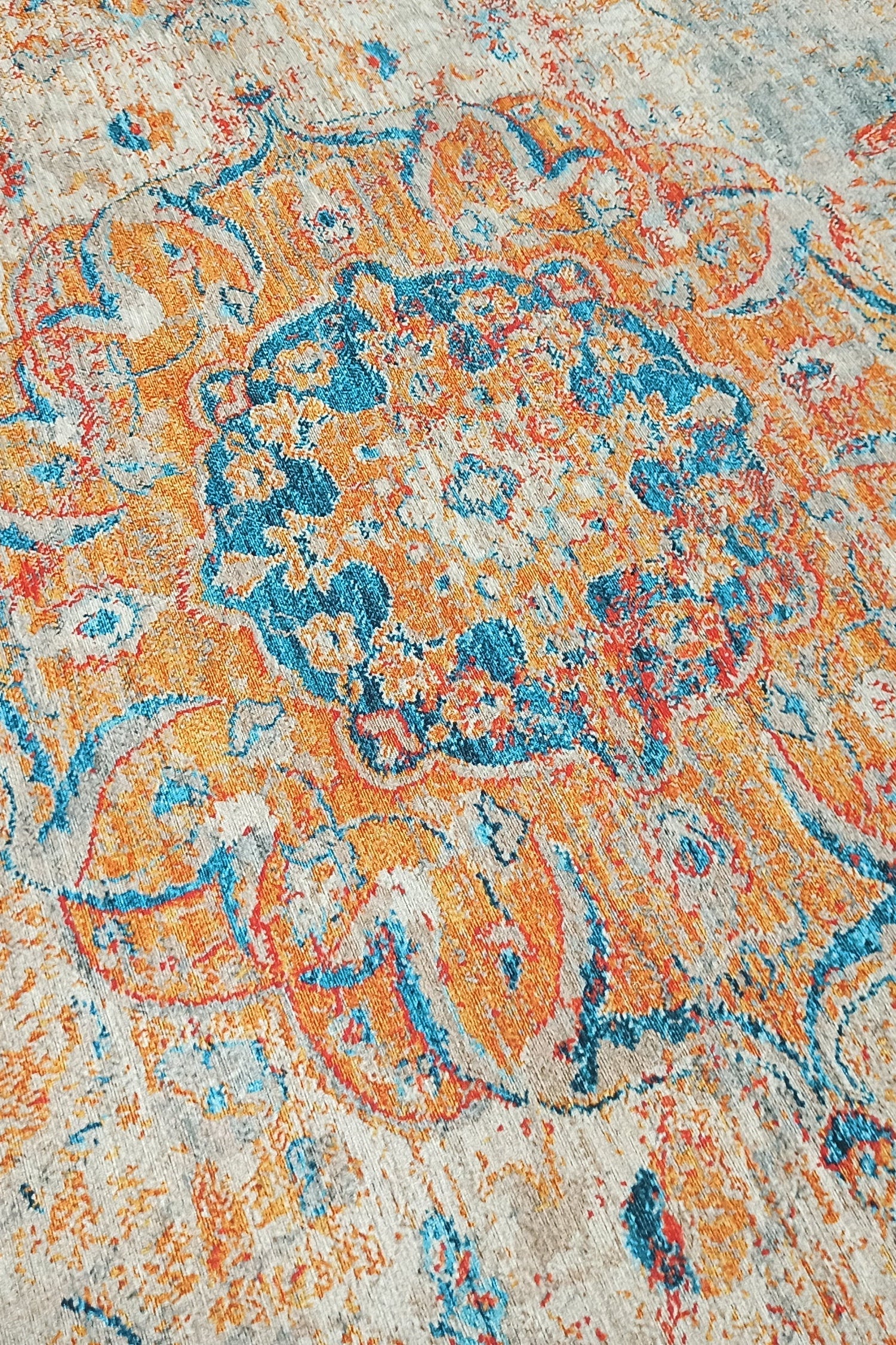 Neami Turkish Oriental Beige Orange Light Blue Rug
