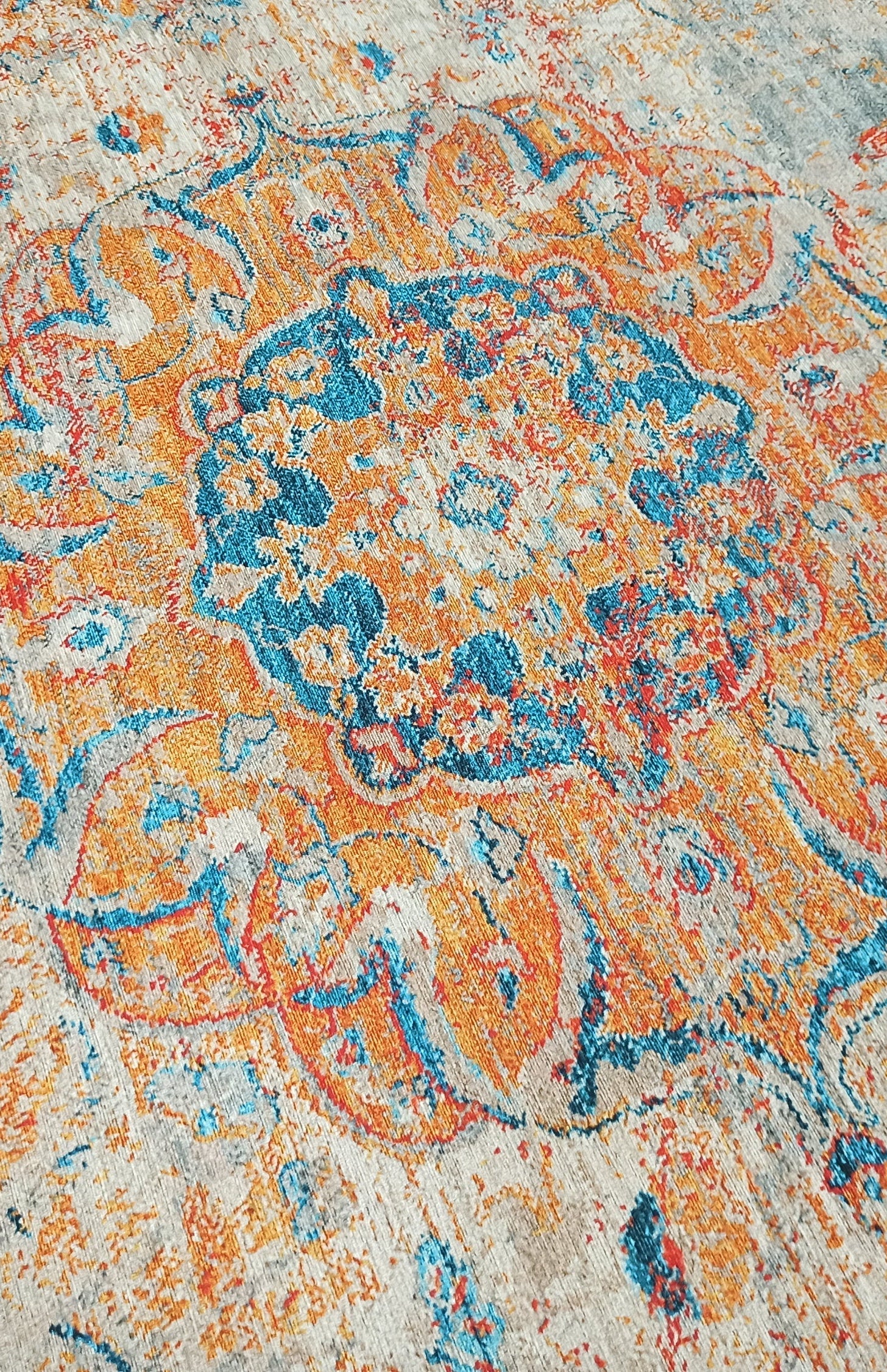 Neami Turkish Oriental Beige Orange Light Blue Rug
