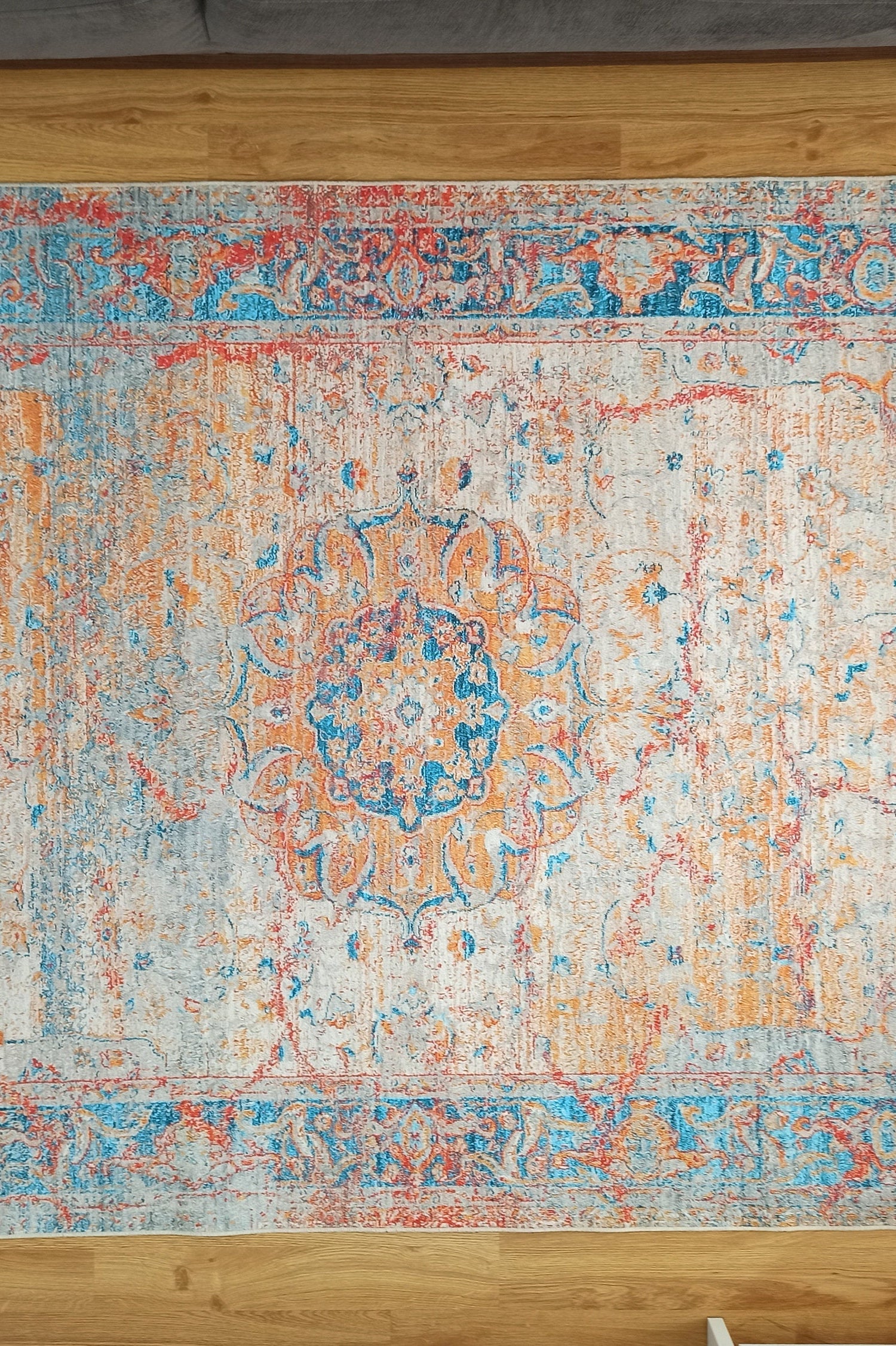 Neami Turkish Oriental Beige Orange Light Blue Rug
