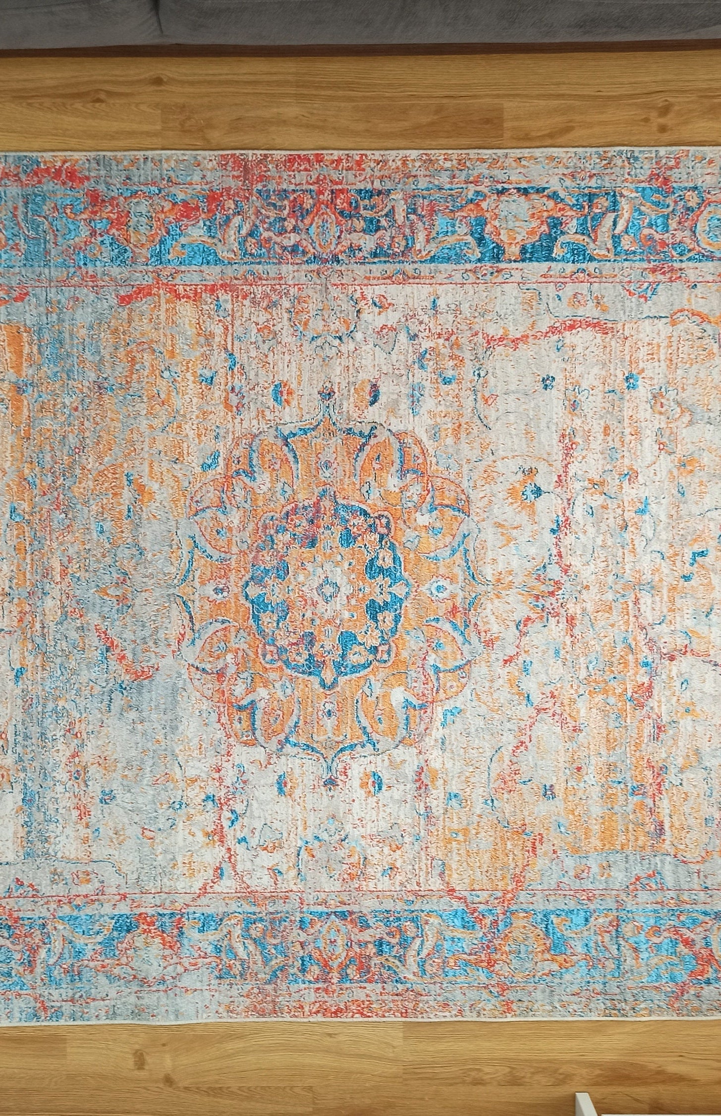 Neami Turkish Oriental Beige Orange Light Blue Rug