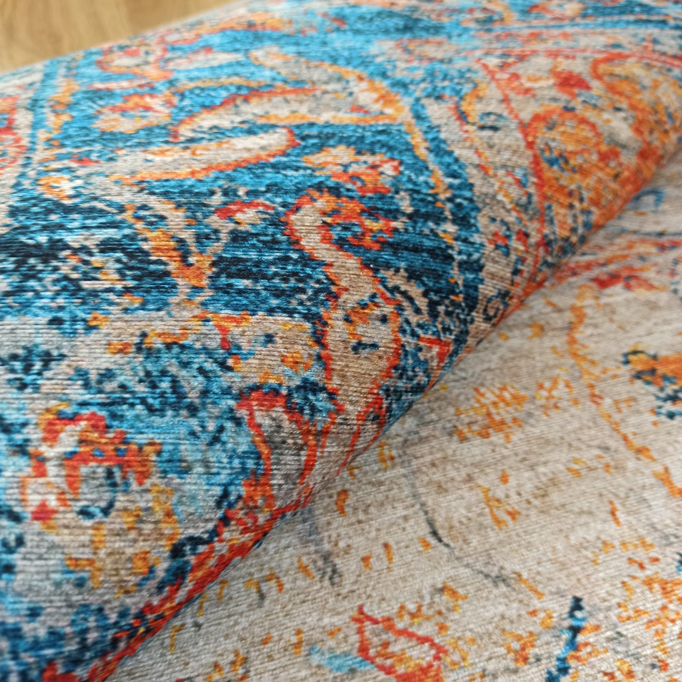 Neami Turkish Oriental Beige Orange Light Blue Rug