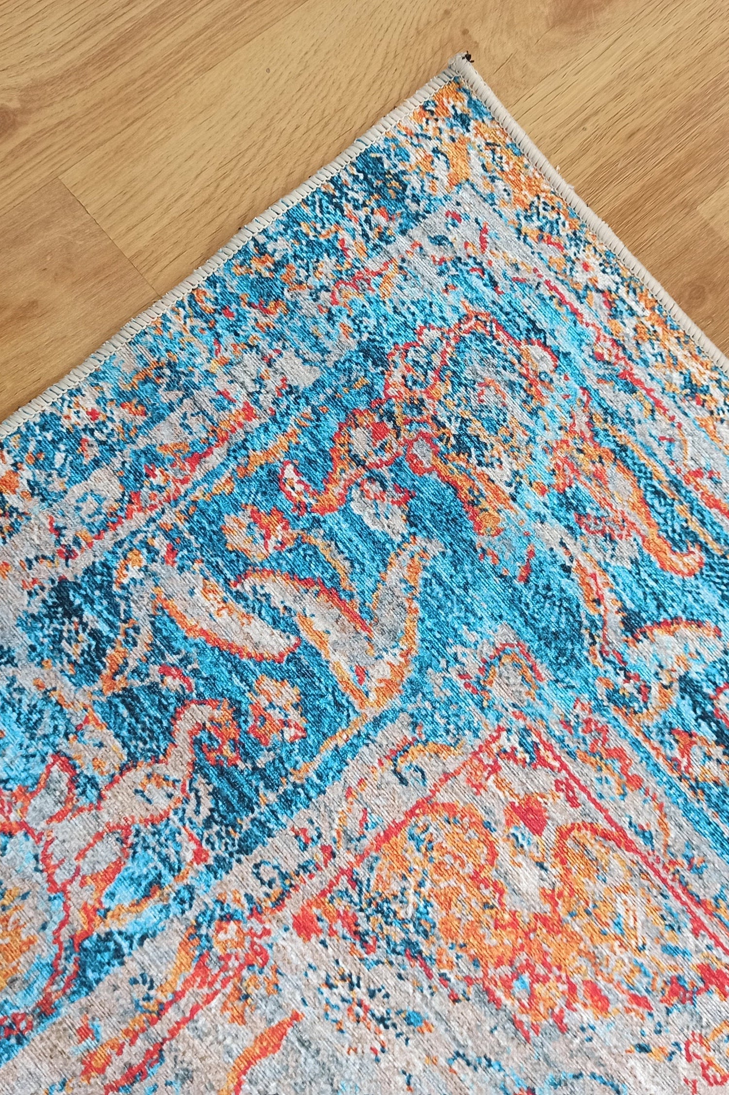 Neami Turkish Oriental Beige Orange Light Blue Rug