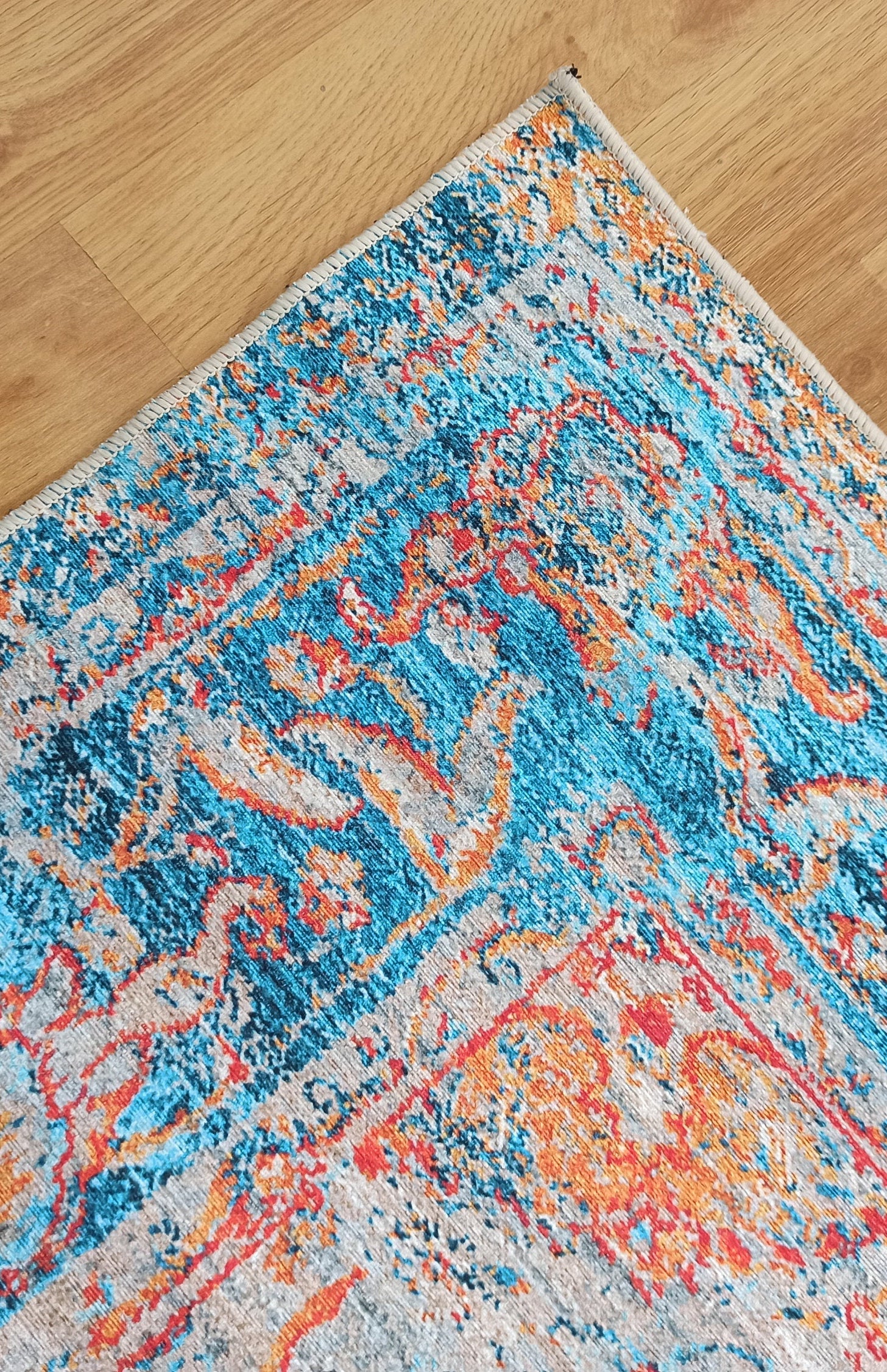 Neami Turkish Oriental Beige Orange Light Blue Rug