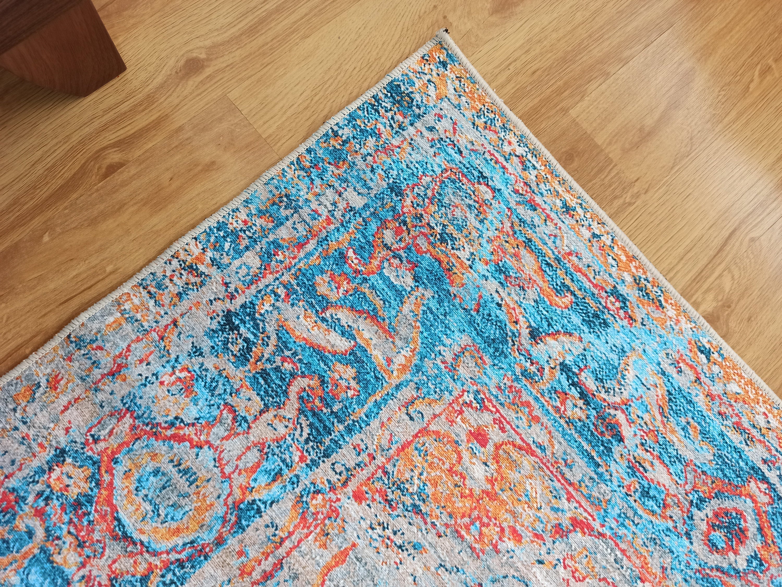 Neami Turkish Oriental Beige Orange Light Blue Rug