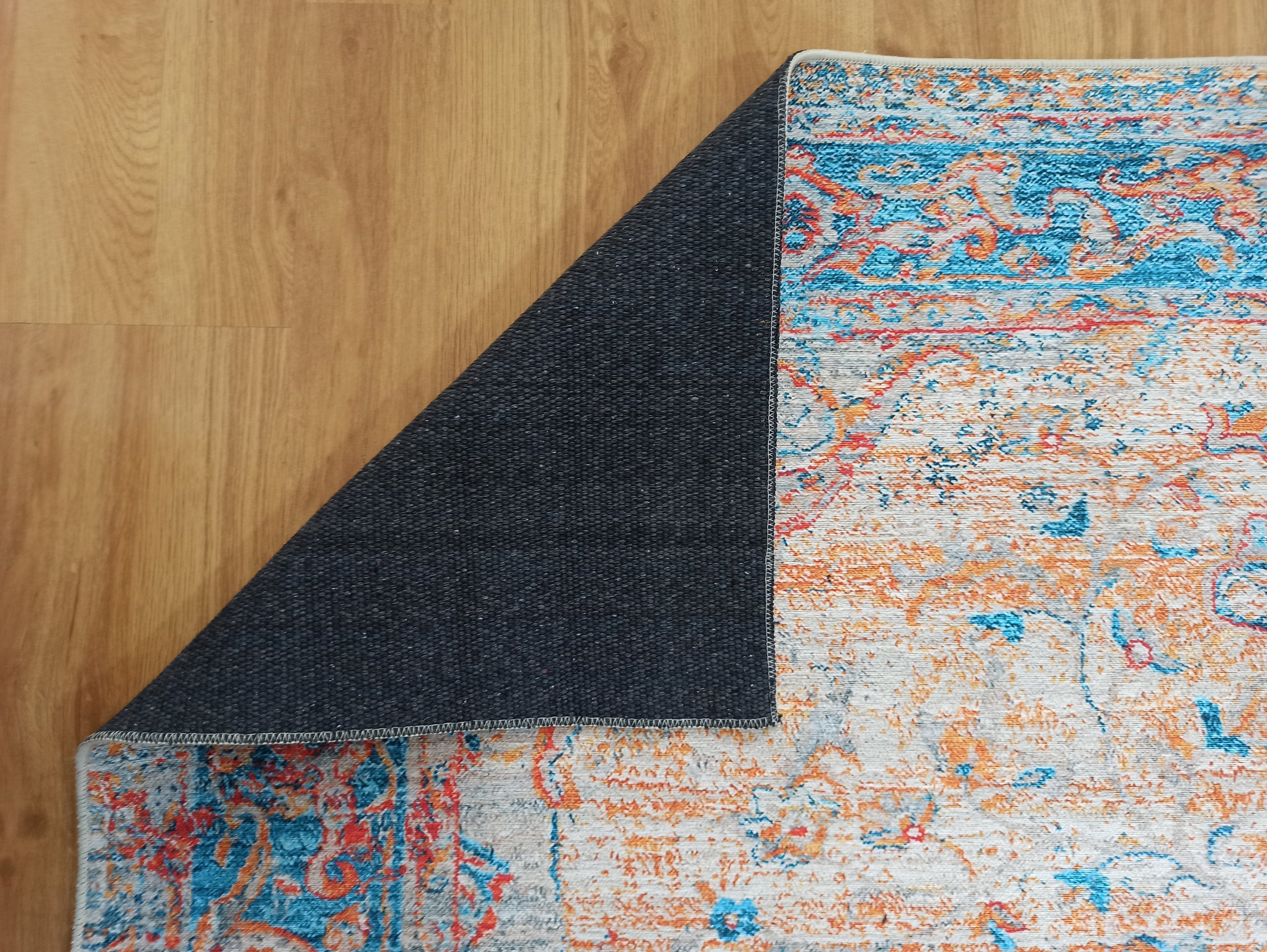 Neami Turkish Oriental Beige Orange Light Blue Rug