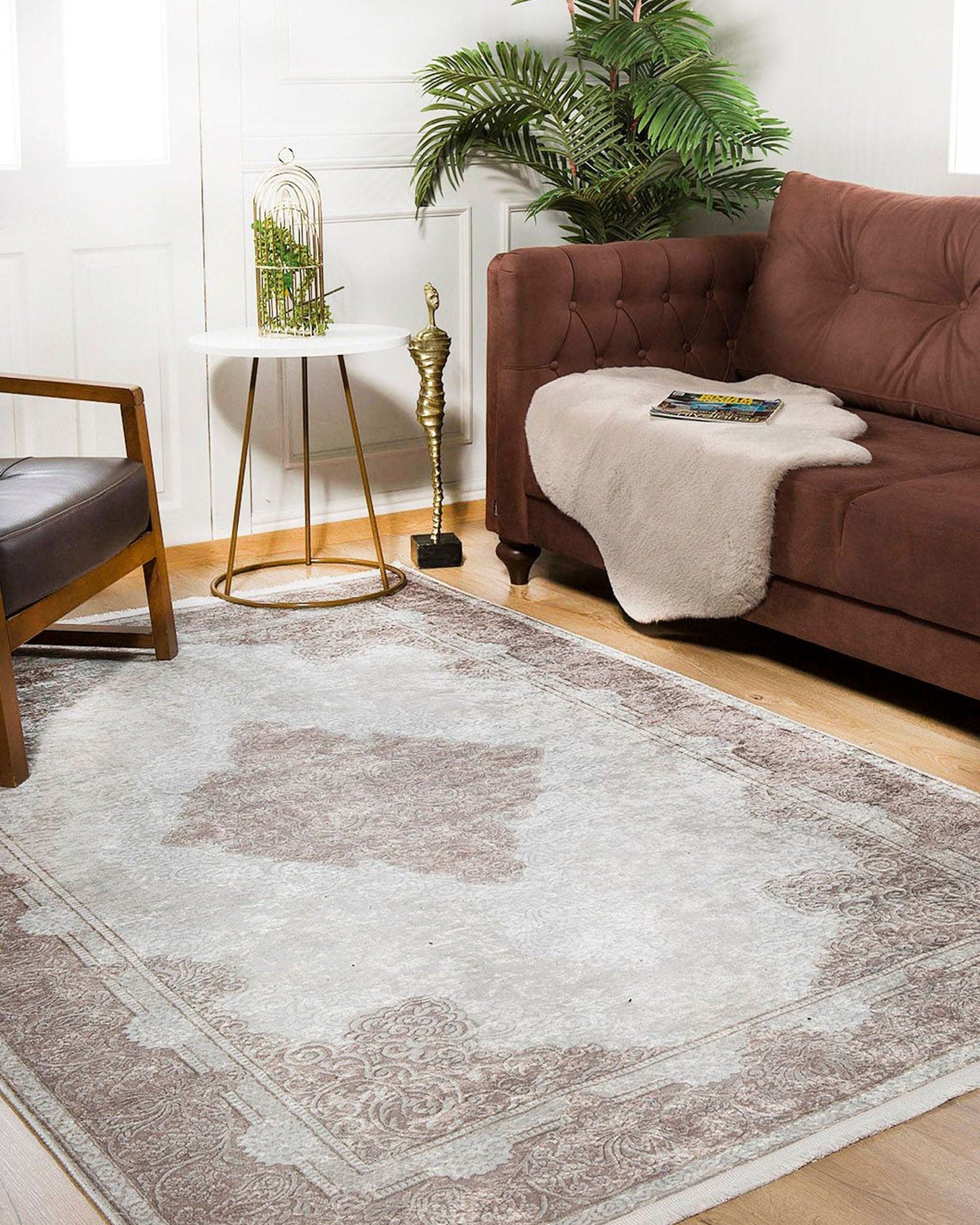 Nina Neutral Faded Beige Turkish Rug