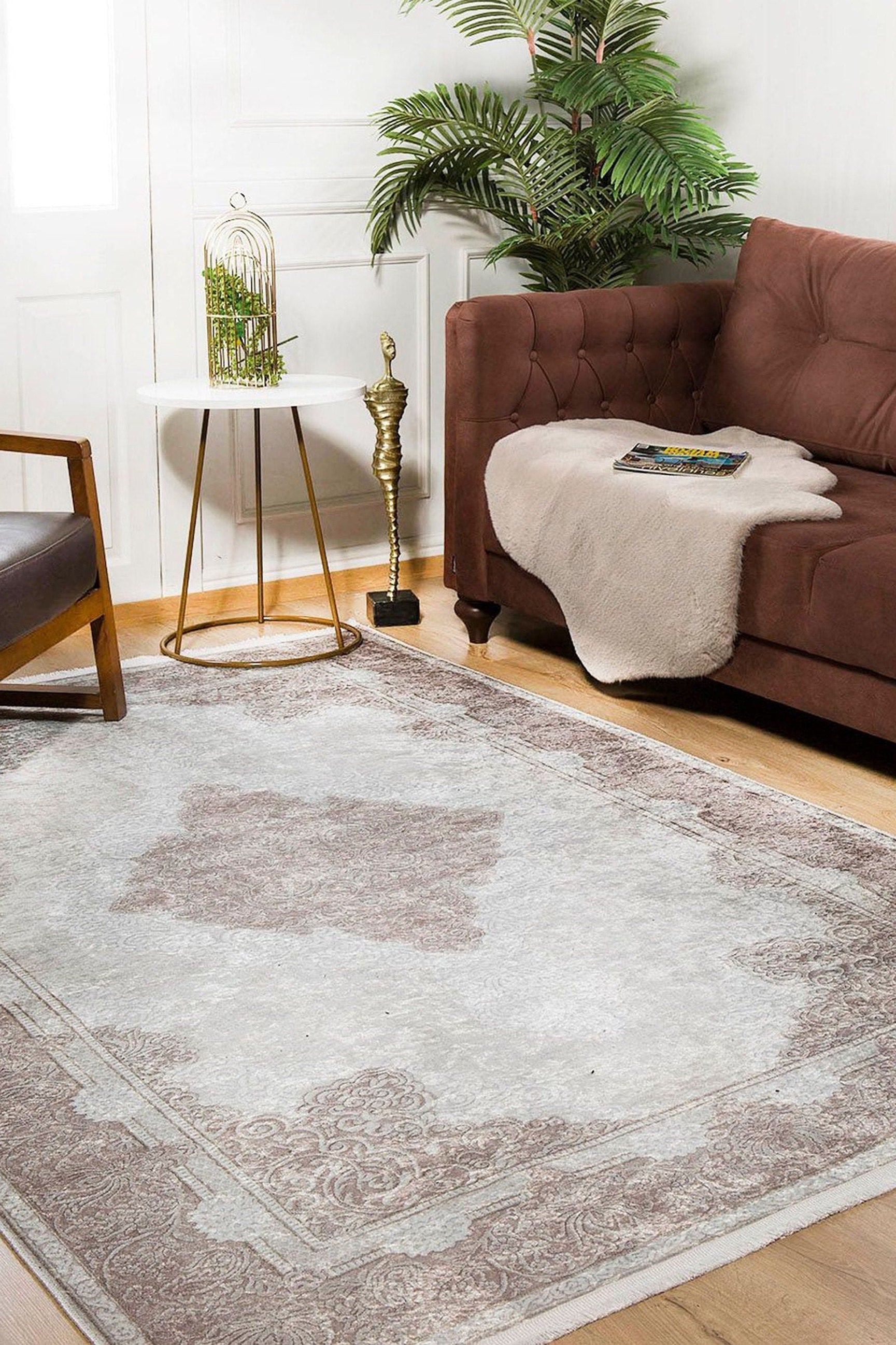 Nina Neutral Faded Beige Turkish Rug
