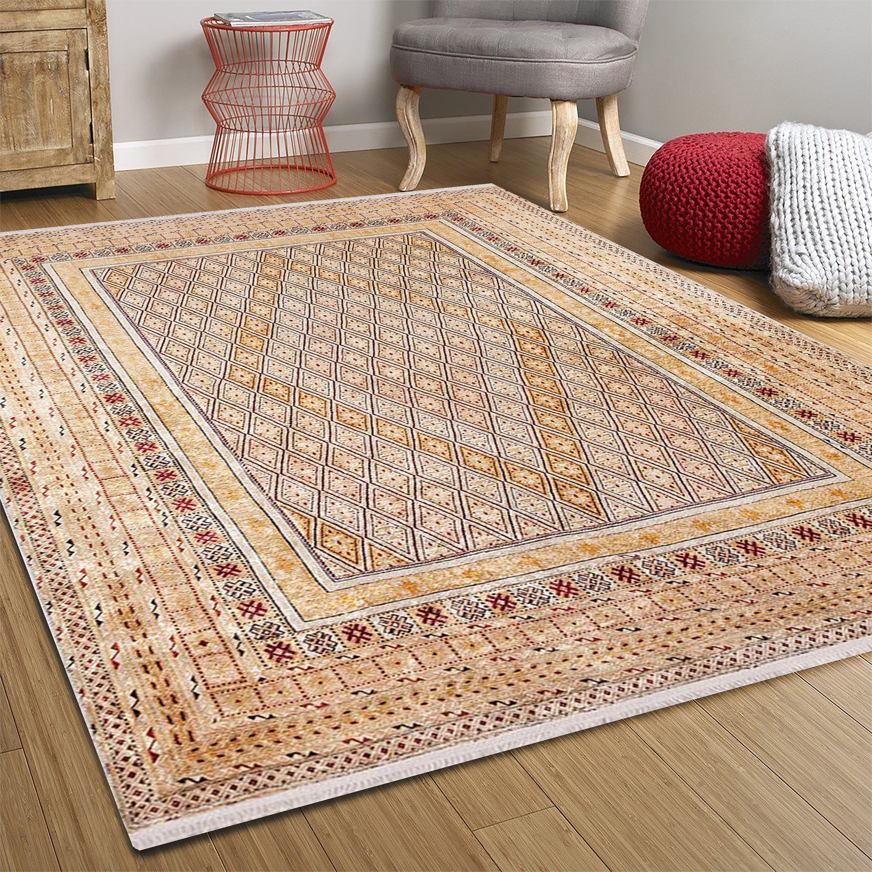 Noma Beige Pastel Yellow Kilim Turkish Rug