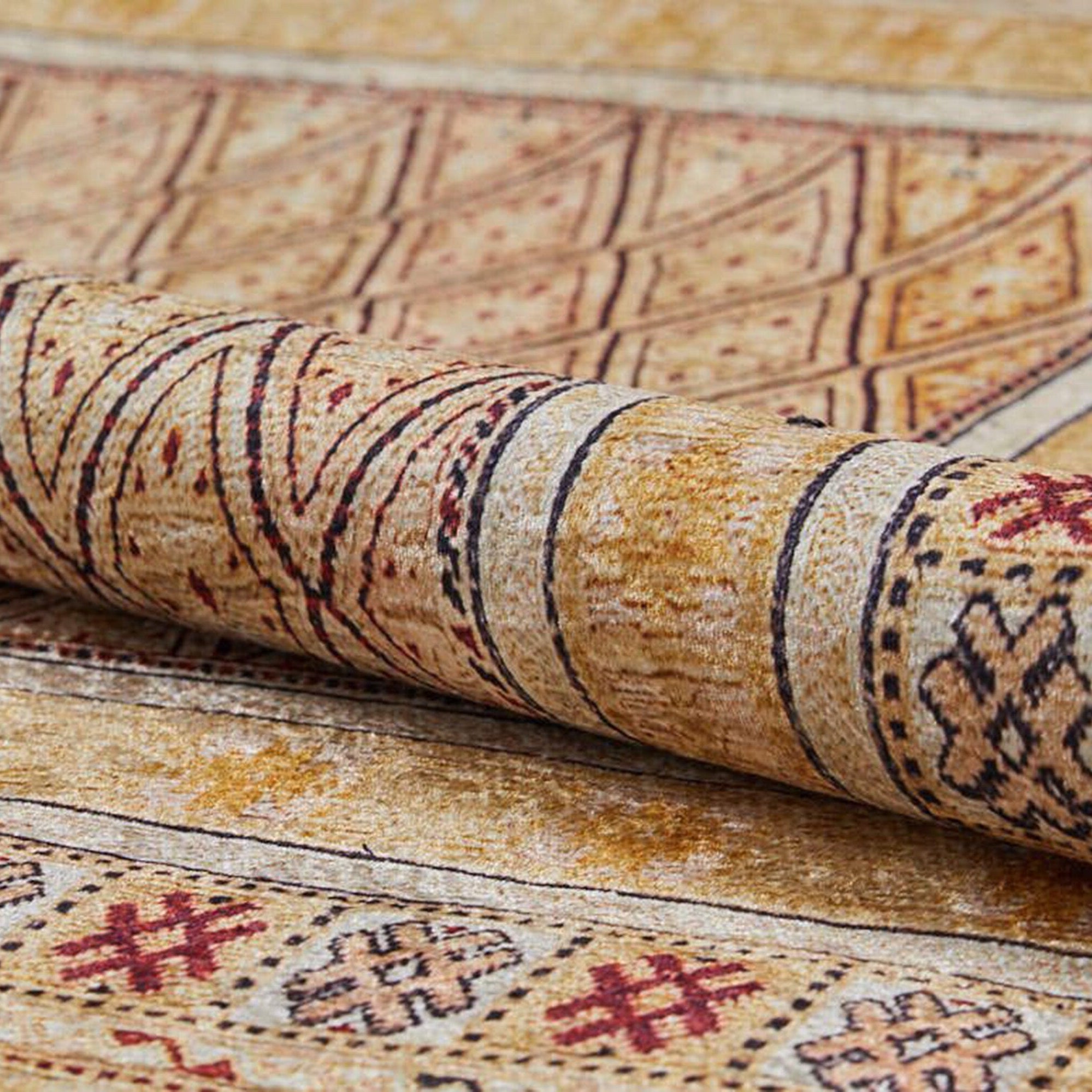 Noma Beige Pastel Yellow Kilim Turkish Rug