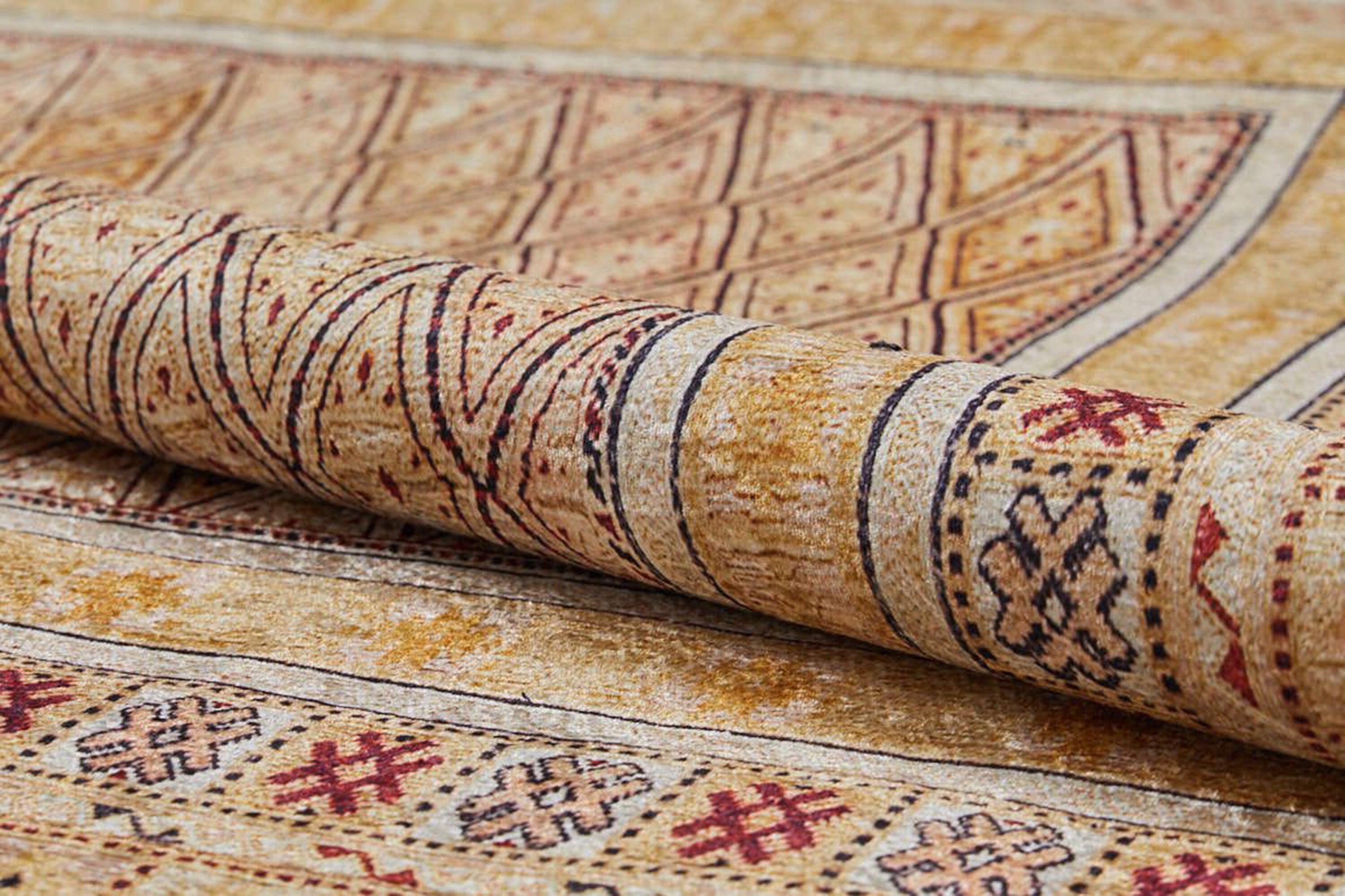 Noma Beige Pastel Yellow Kilim Turkish Rug