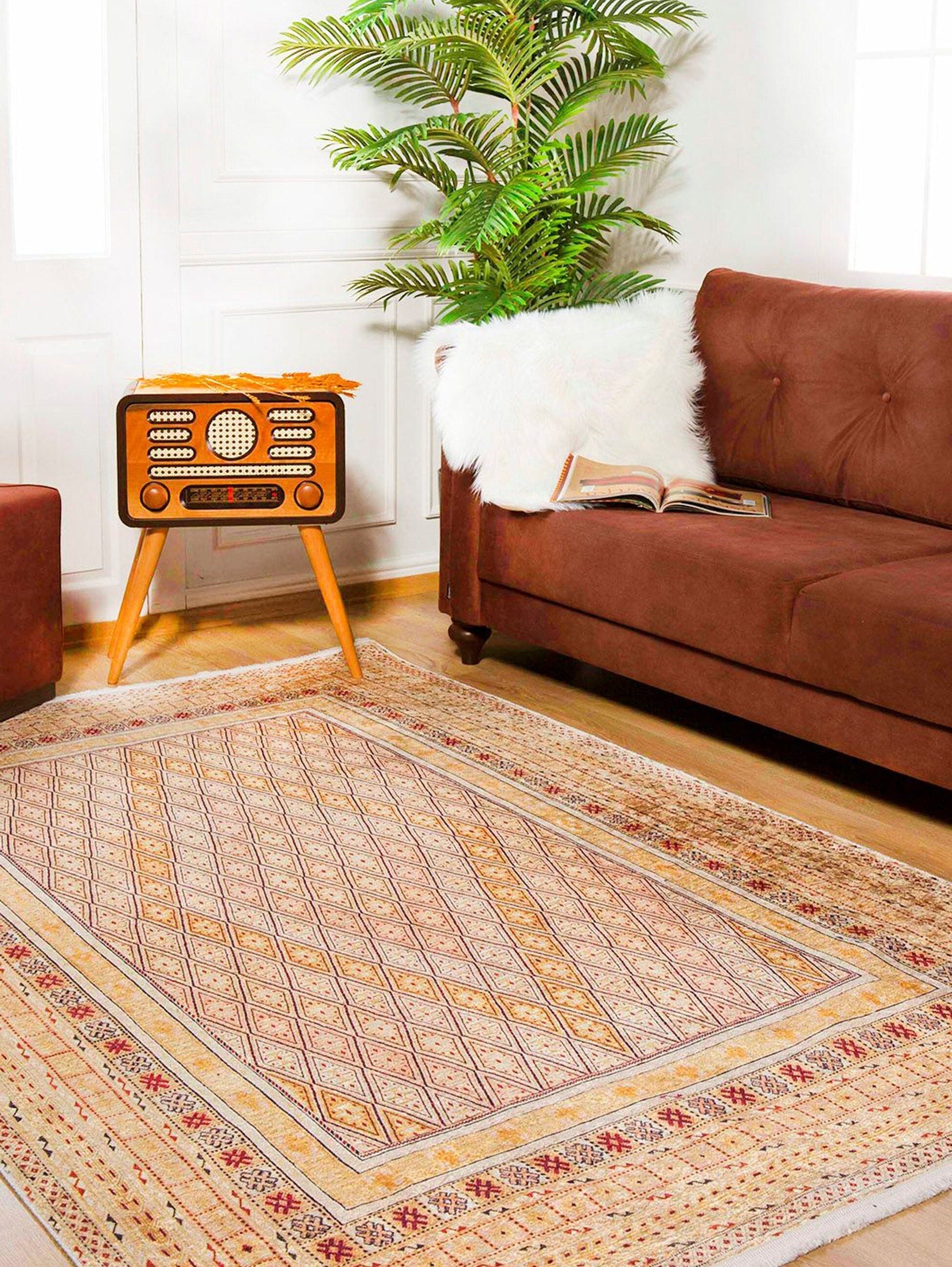 Noma Beige Pastel Yellow Kilim Turkish Rug