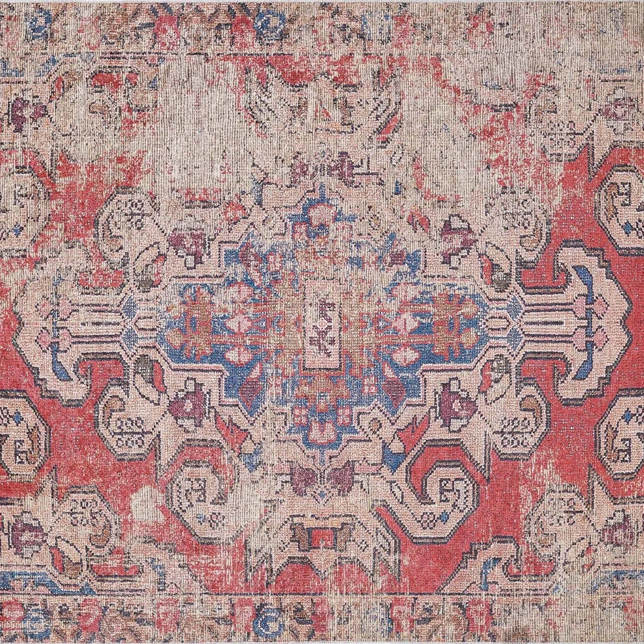 Noor Distressed Turkish Faded Red Rug