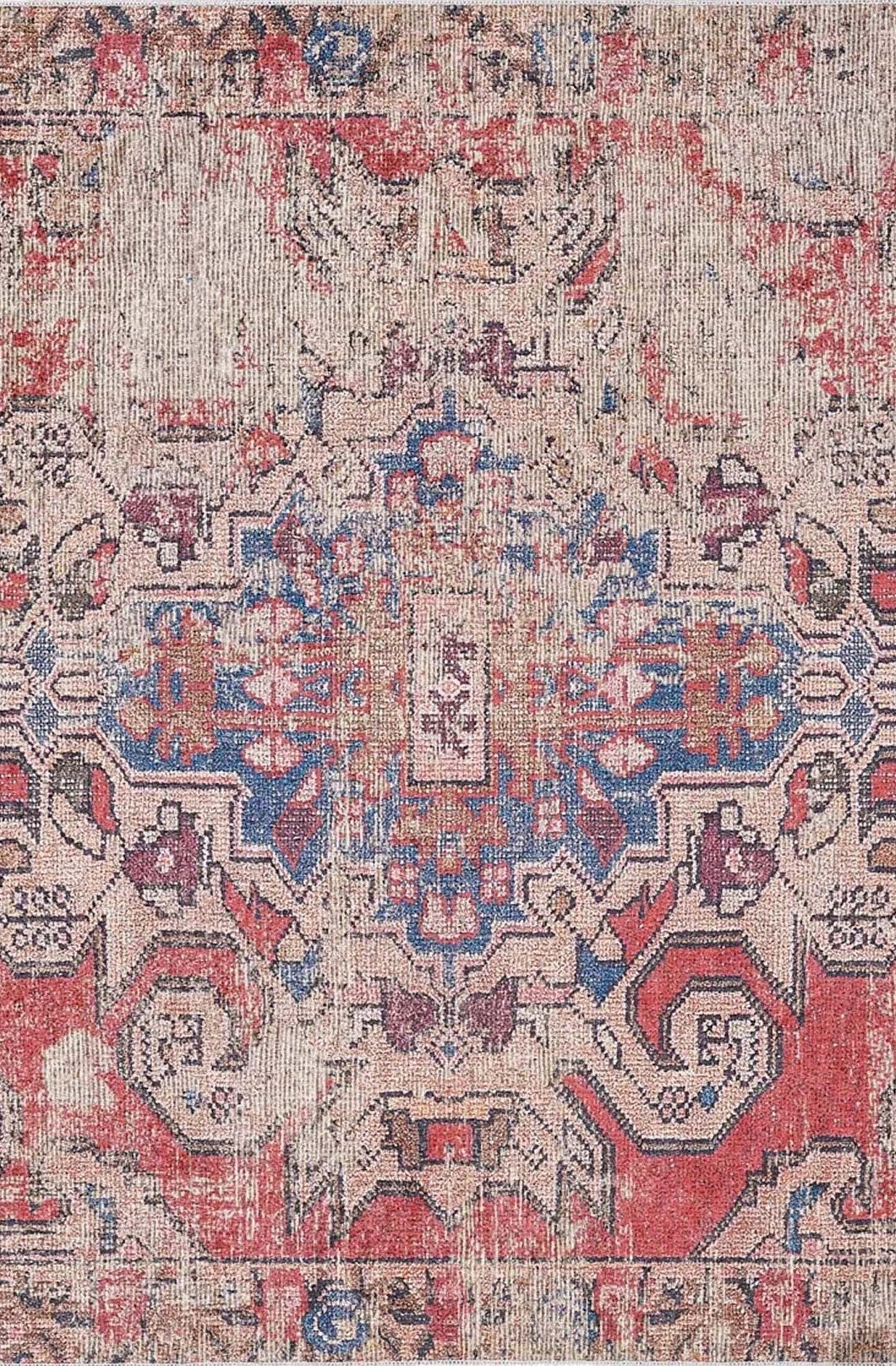 Noor Distressed Turkish Faded Red Rug