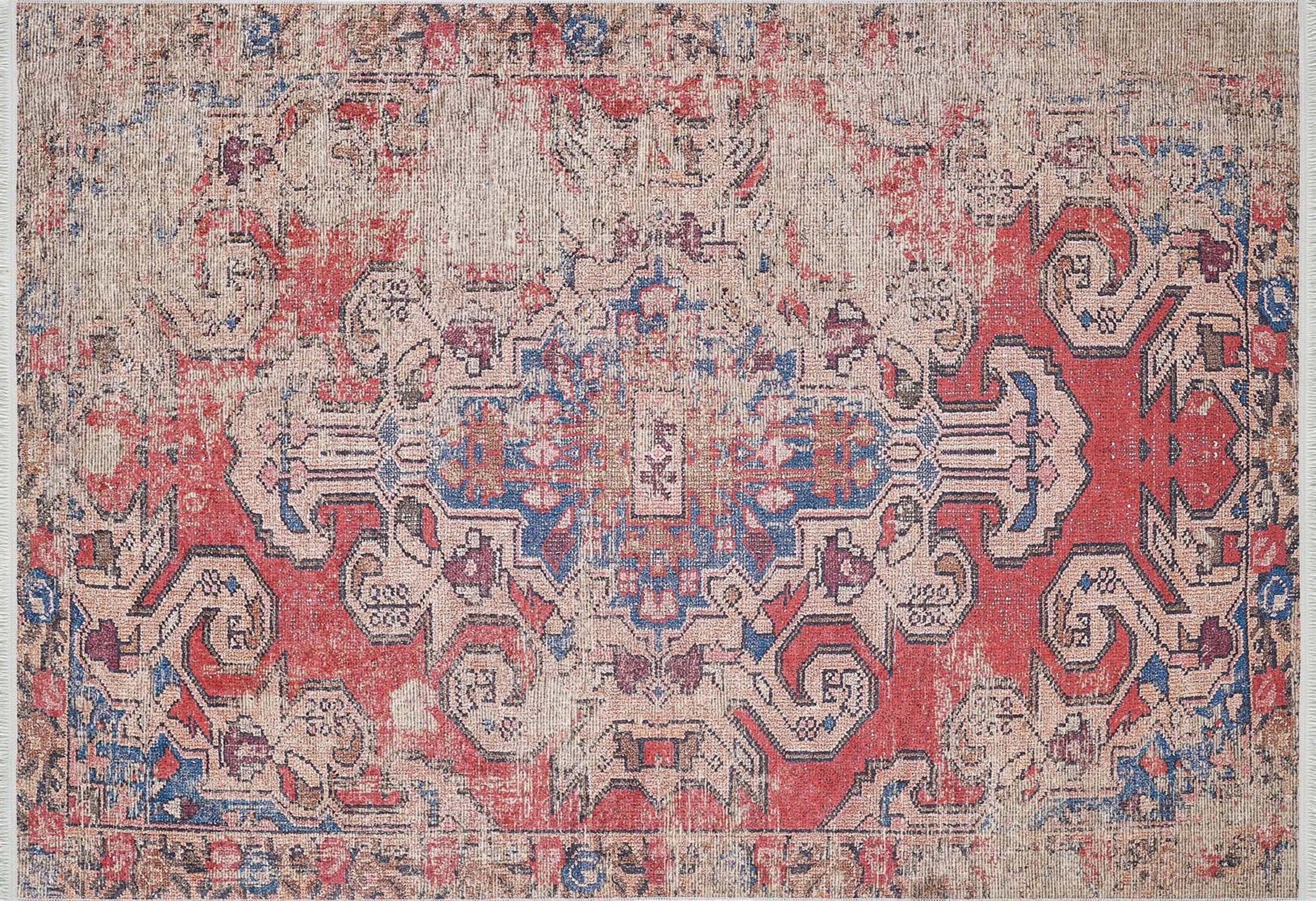 Noor Distressed Turkish Faded Red Rug