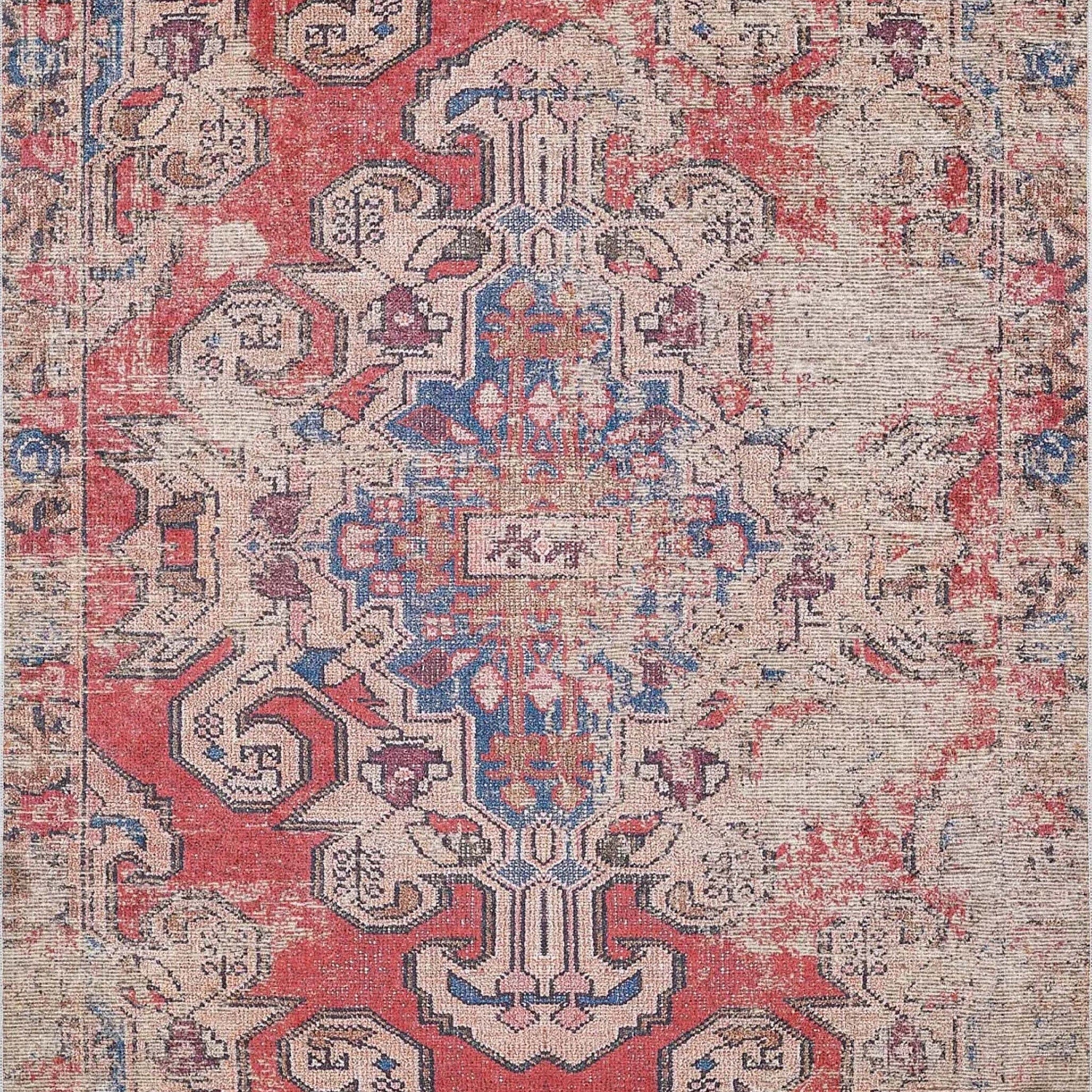 Noor Distressed Turkish Faded Red Rug