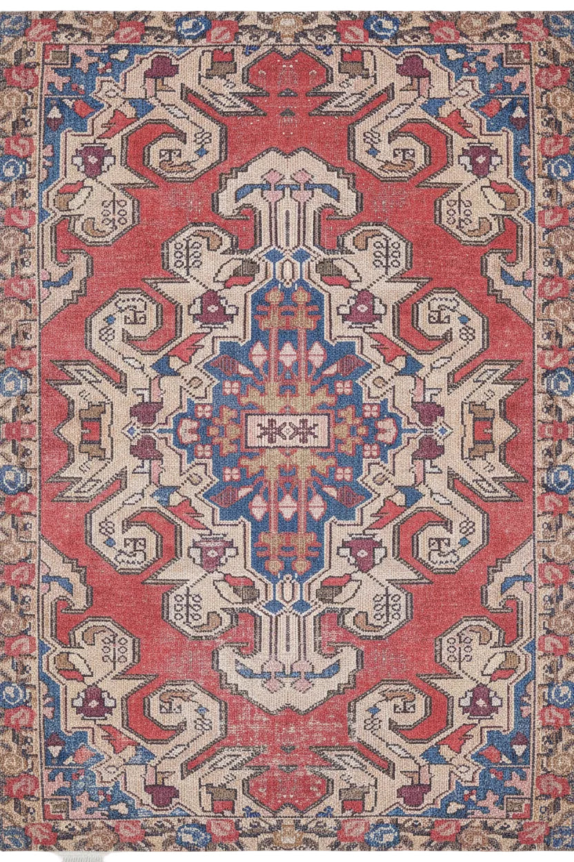 Noor Distressed Turkish Faded Red Rug