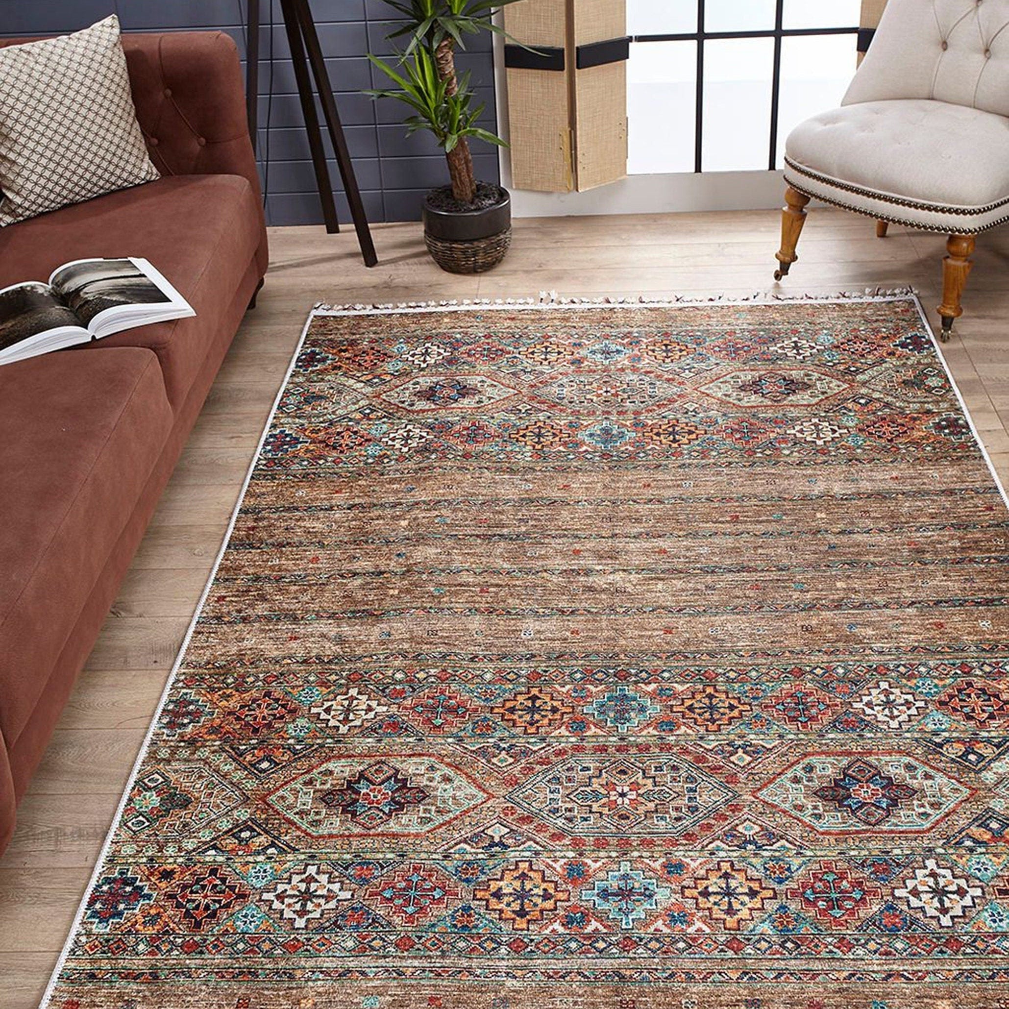 Noza Nomadic Turkish Brown Beige Rug