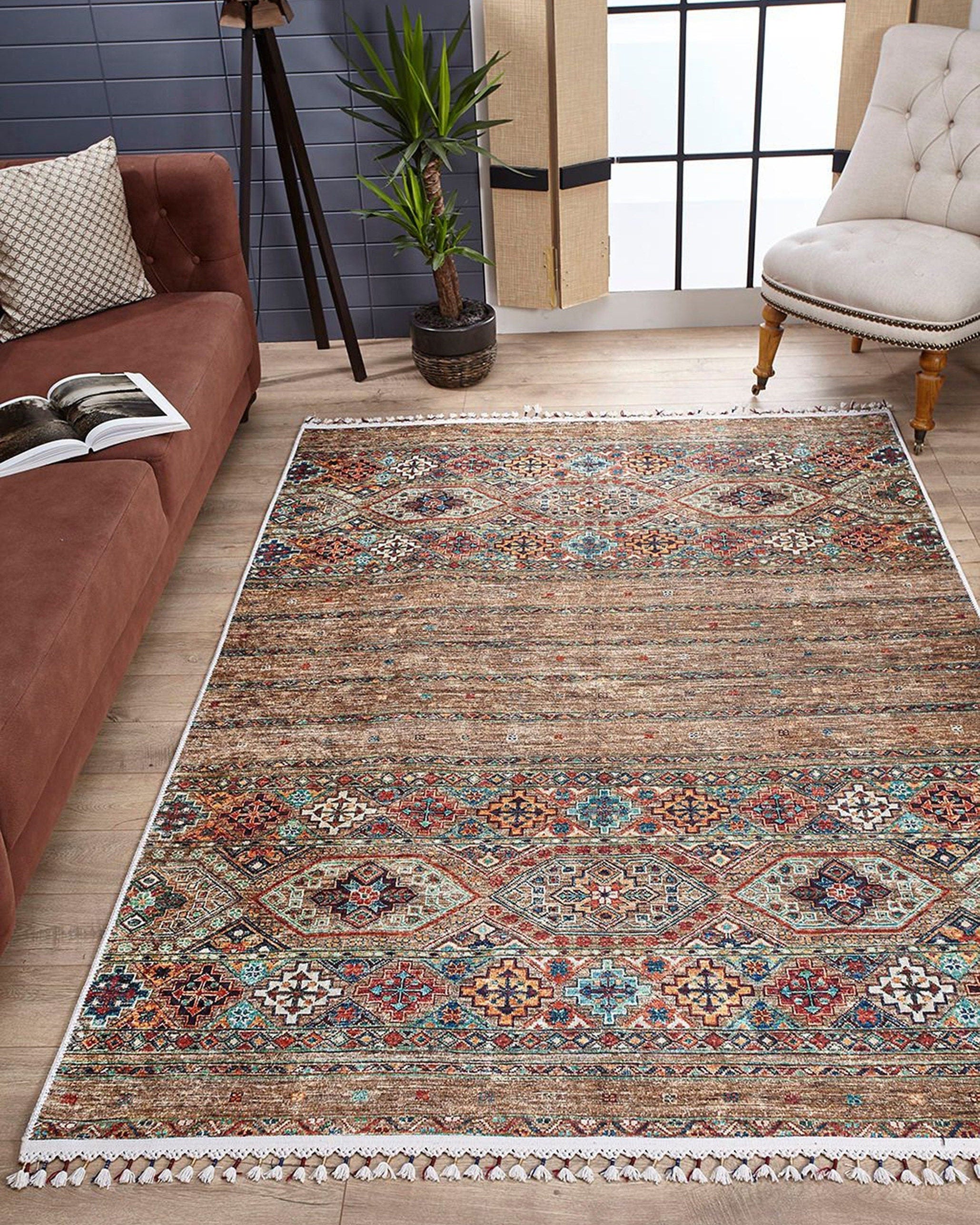 Noza Nomadic Turkish Brown Beige Rug
