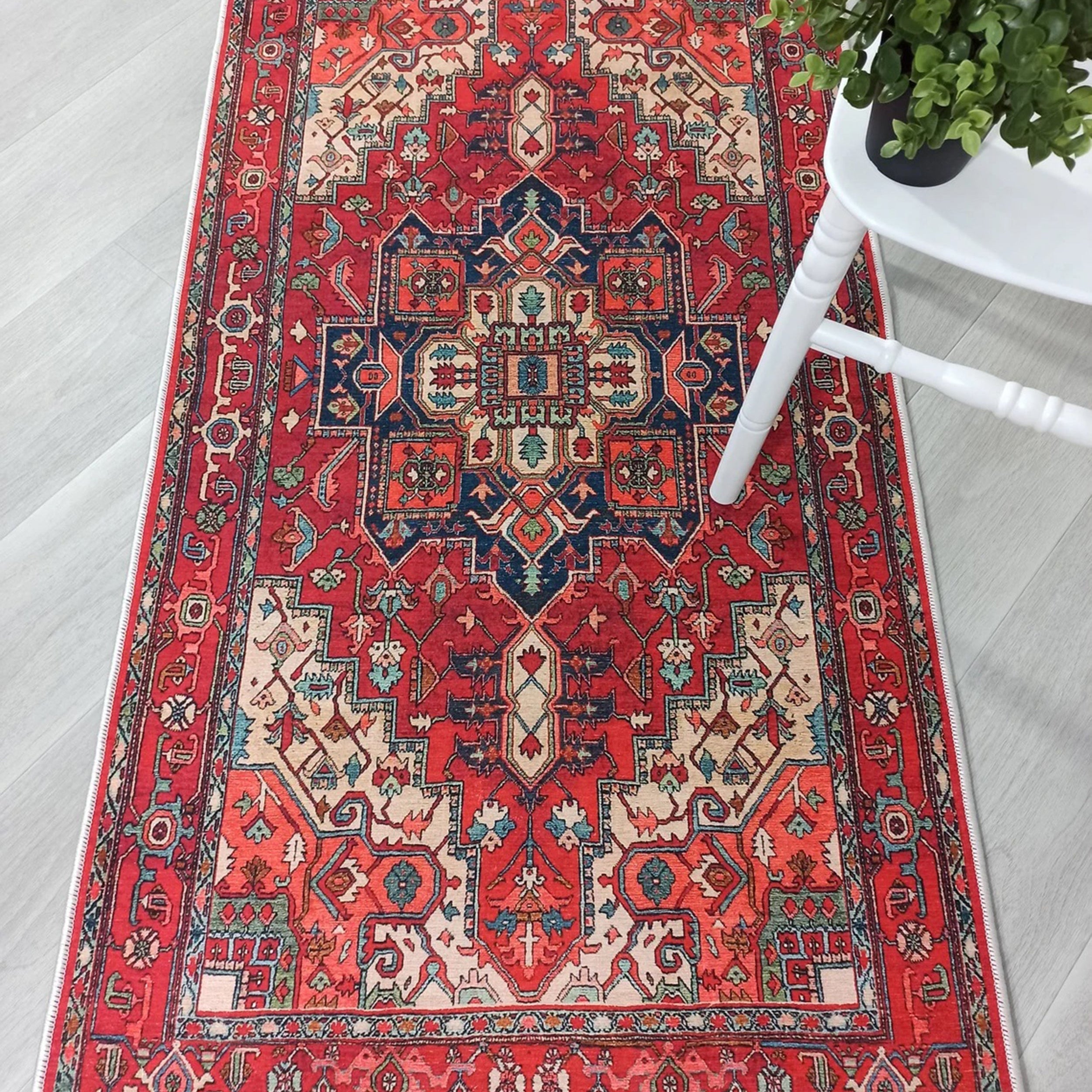 Nuna Red Persian Coral Heriz Rug