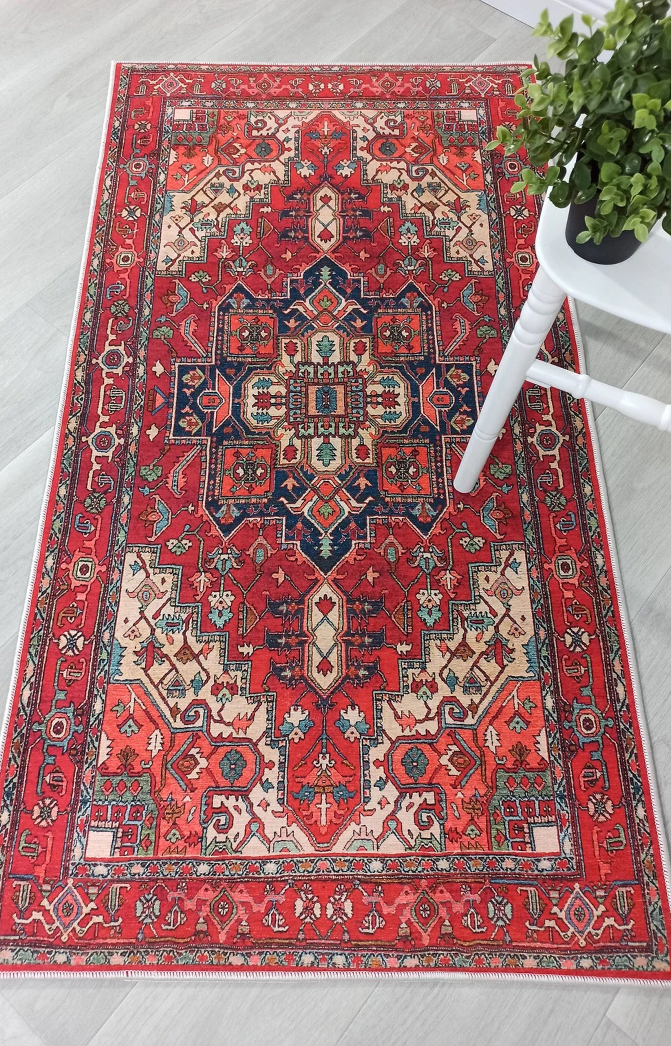 Nuna Red Persian Coral Heriz Rug