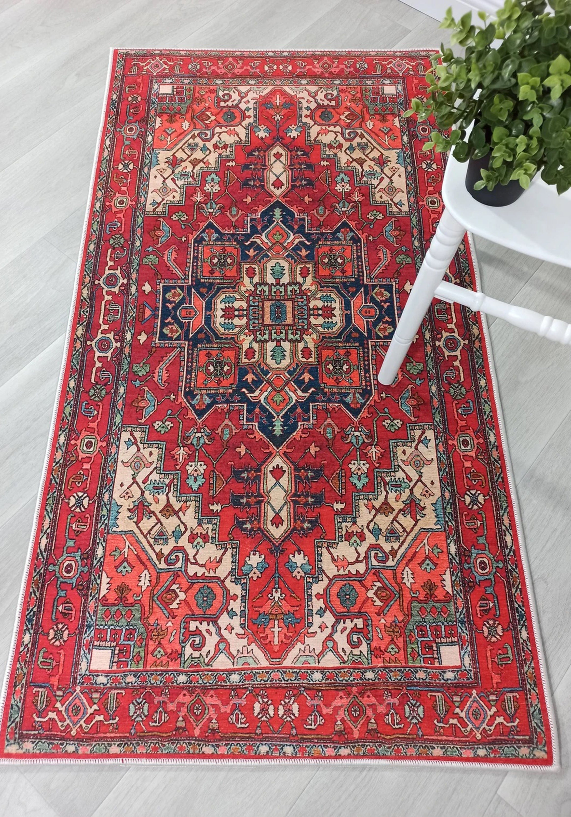 Nuna Red Persian Coral Heriz Rug