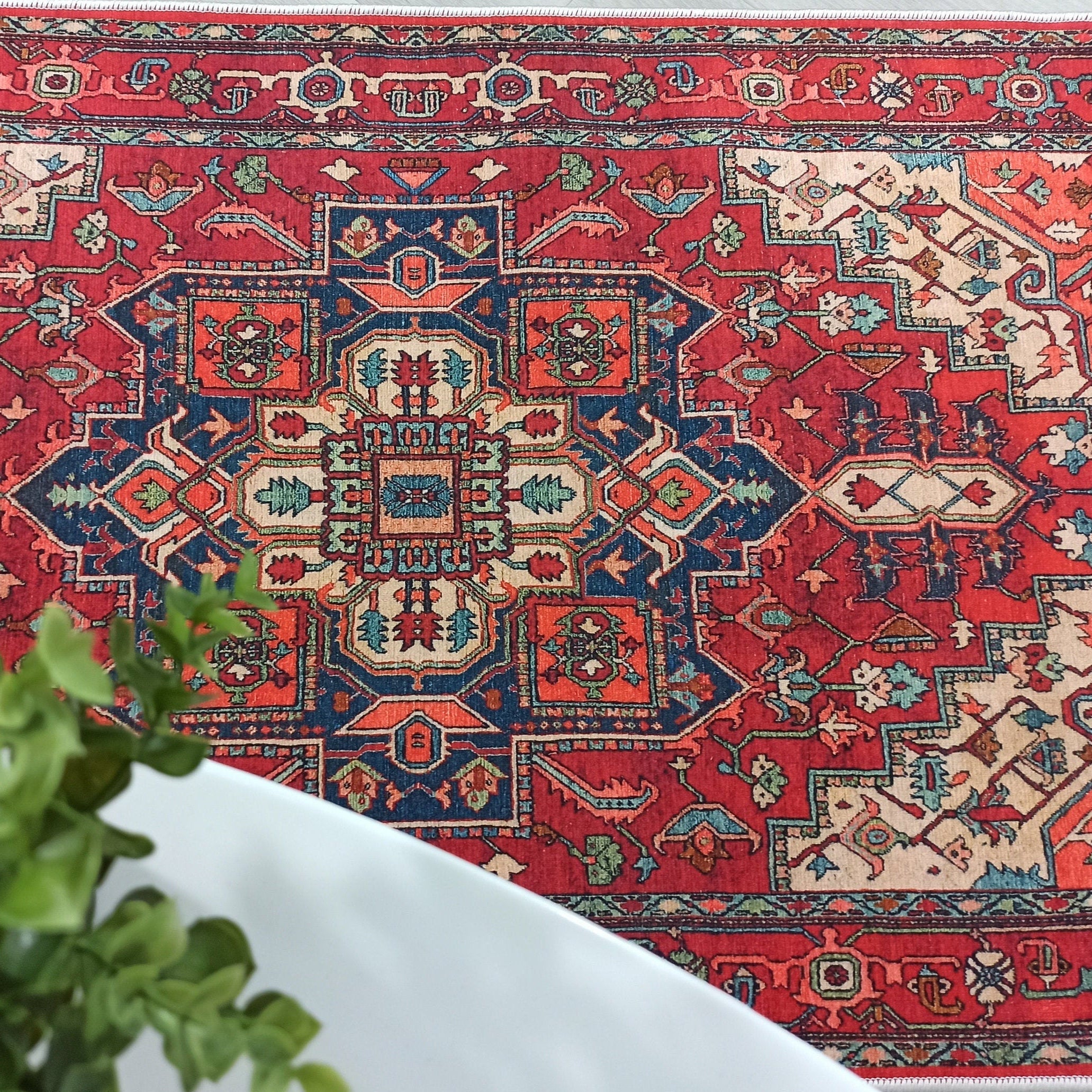 Nuna Red Persian Coral Heriz Rug