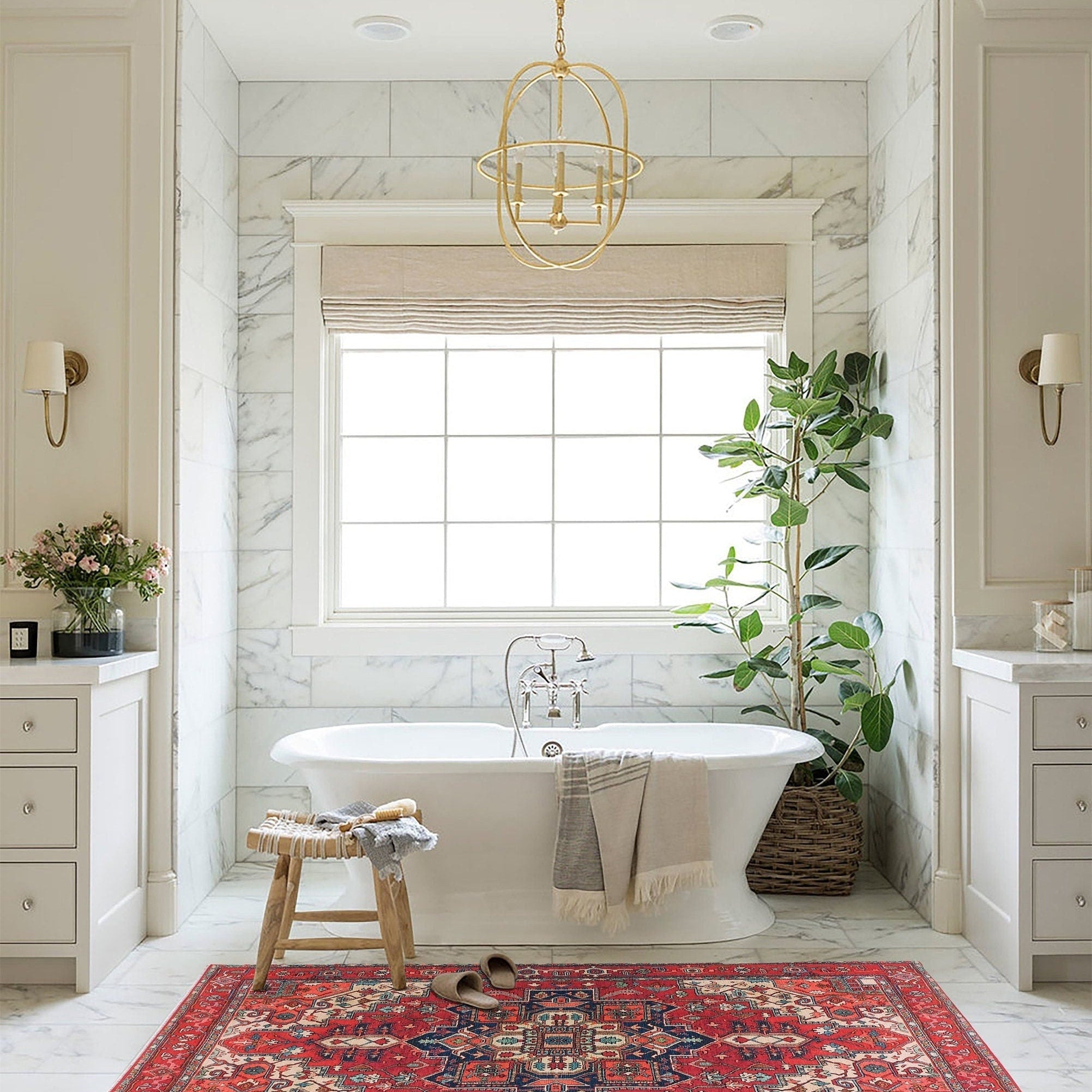 Nuna Red Persian Coral Heriz Rug