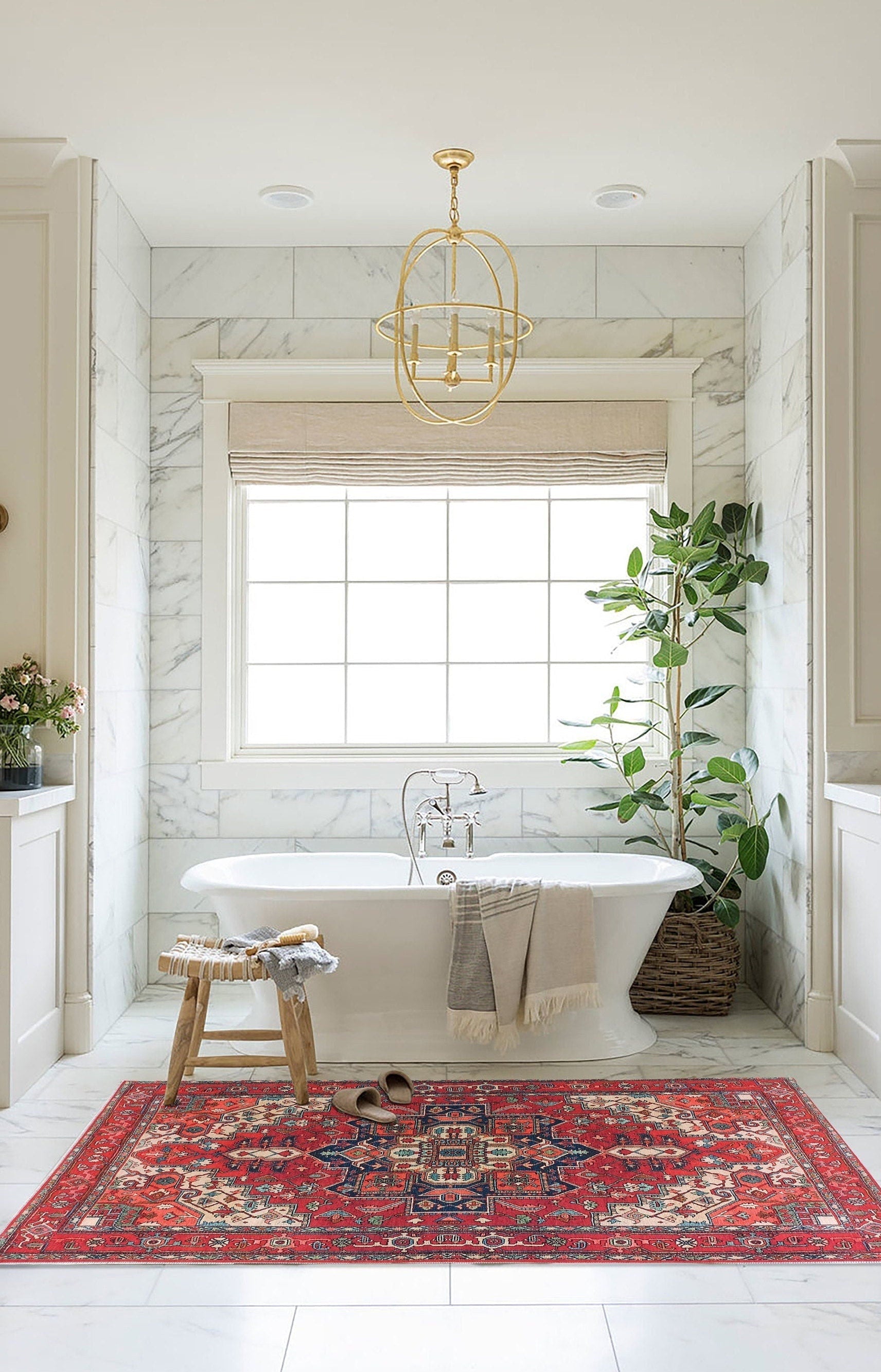 Nuna Red Persian Coral Heriz Rug