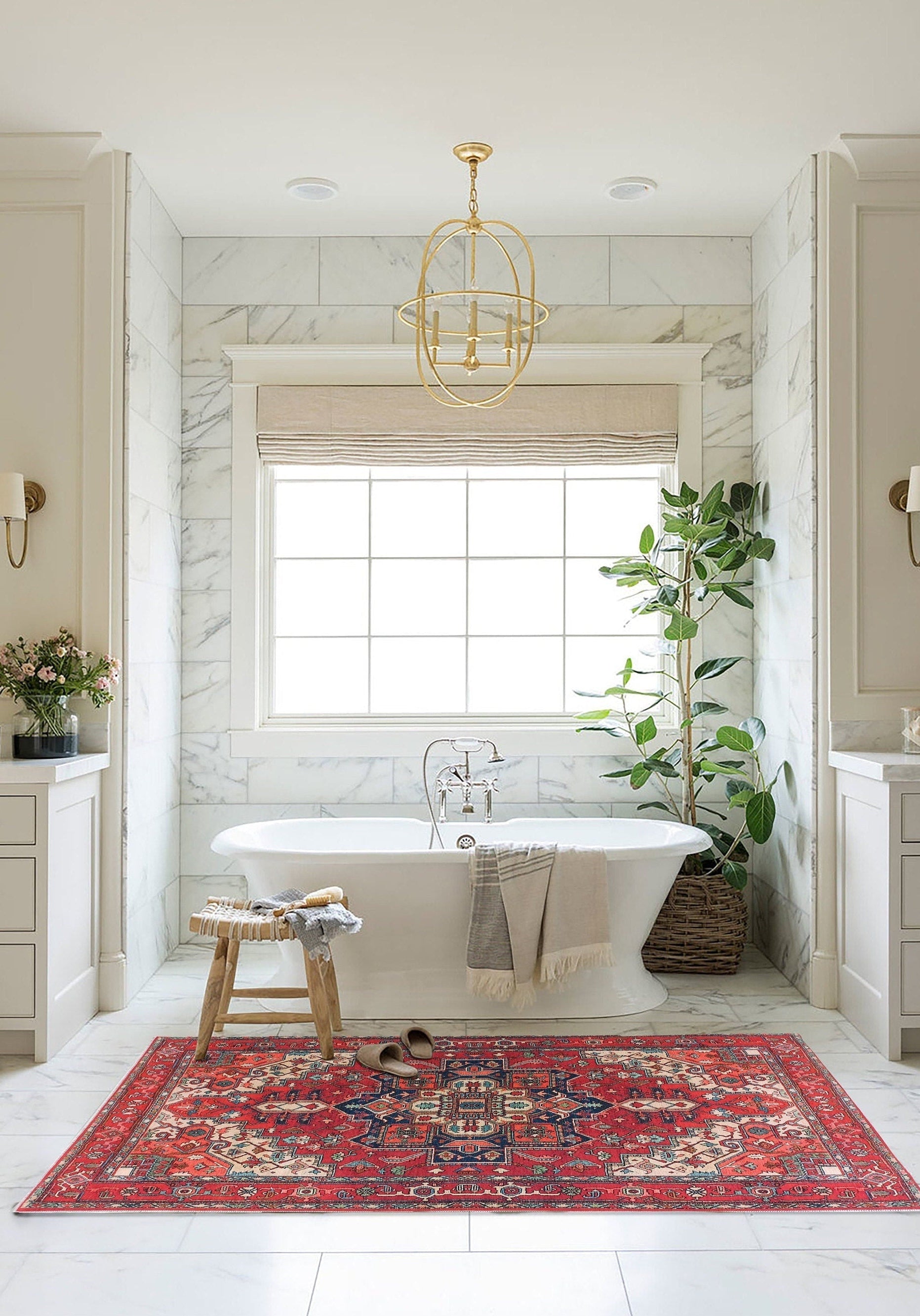 Nuna Red Persian Coral Heriz Rug