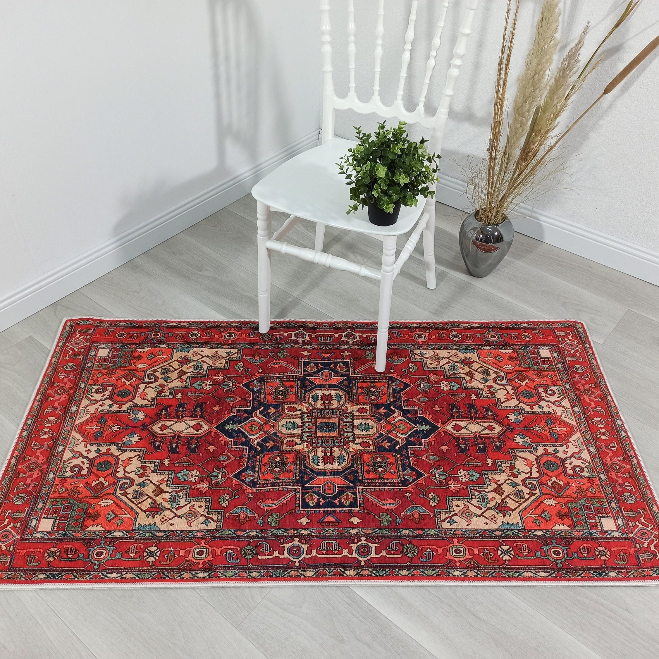 Nuna Red Persian Coral Heriz Rug
