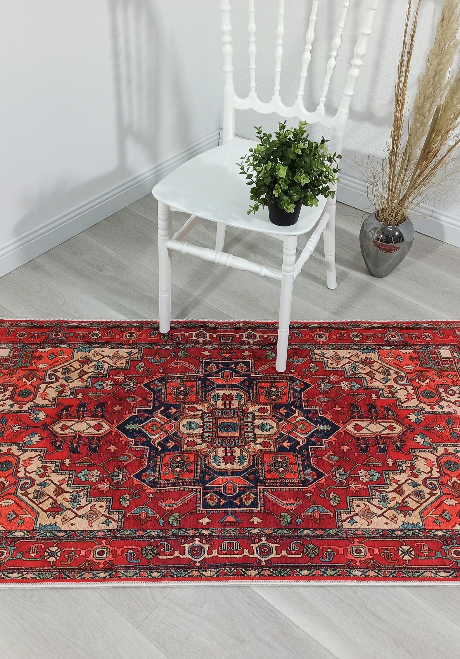 Nuna Red Persian Coral Heriz Rug