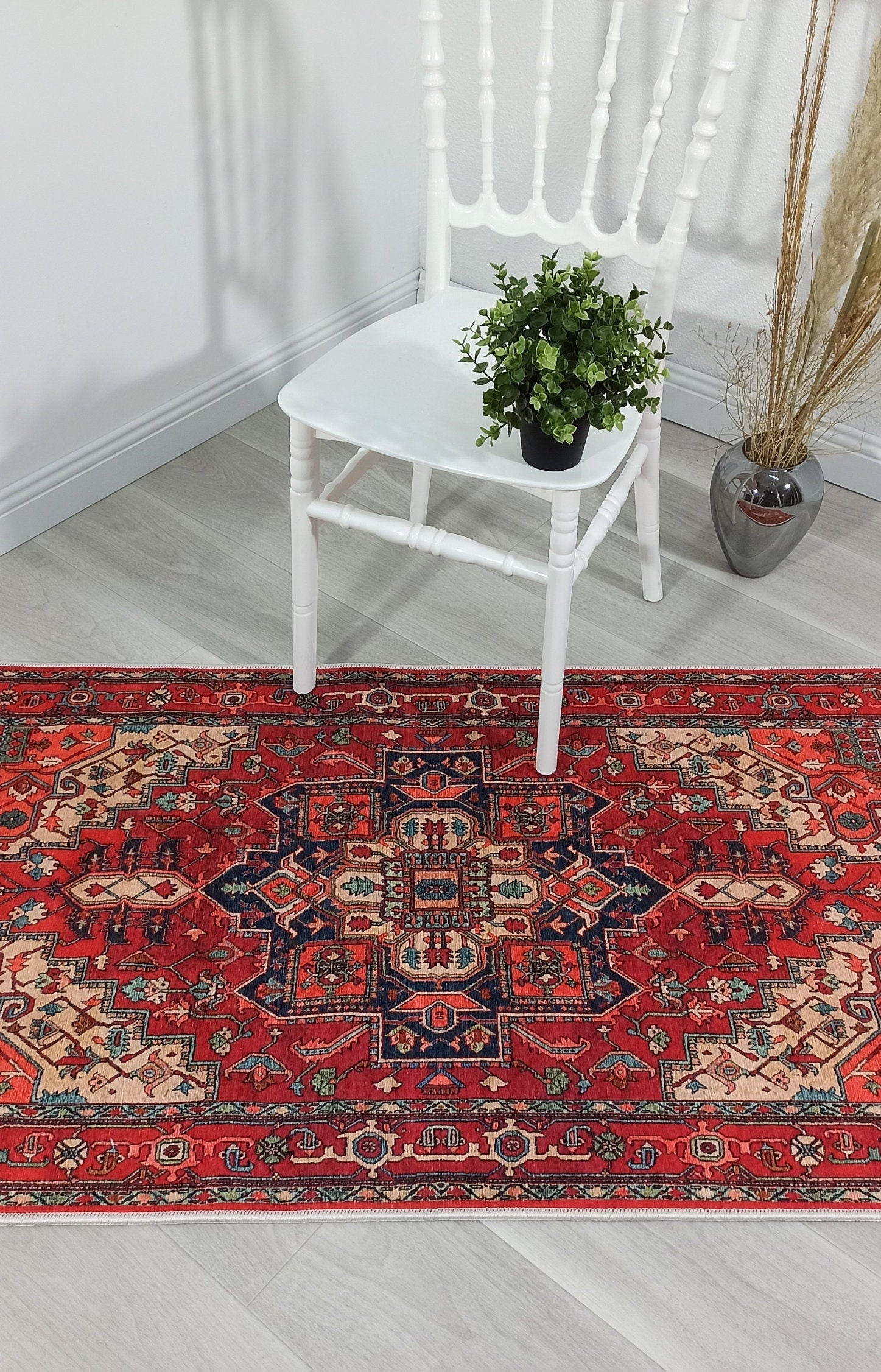 Nuna Red Persian Coral Heriz Rug