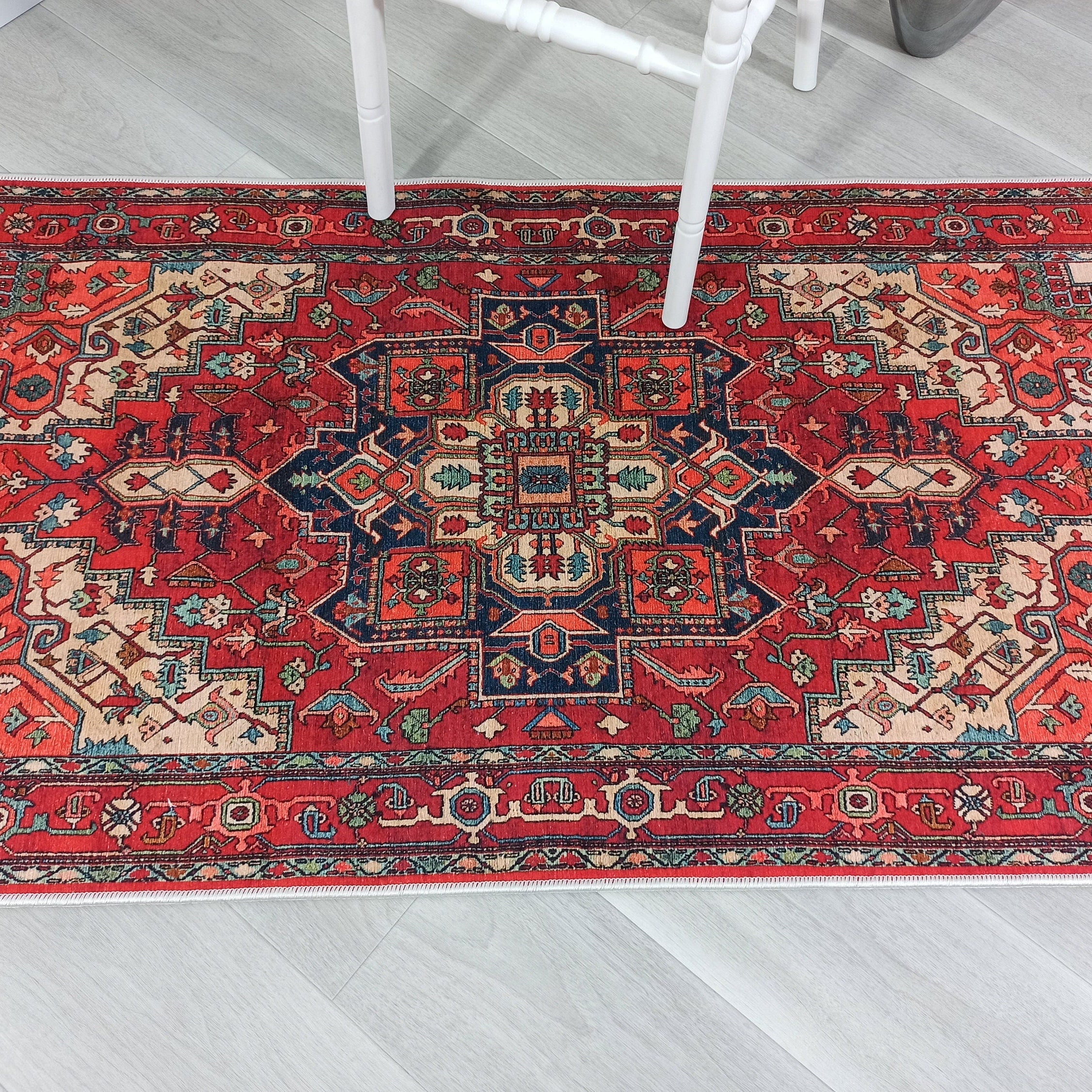 Nuna Red Persian Coral Heriz Rug