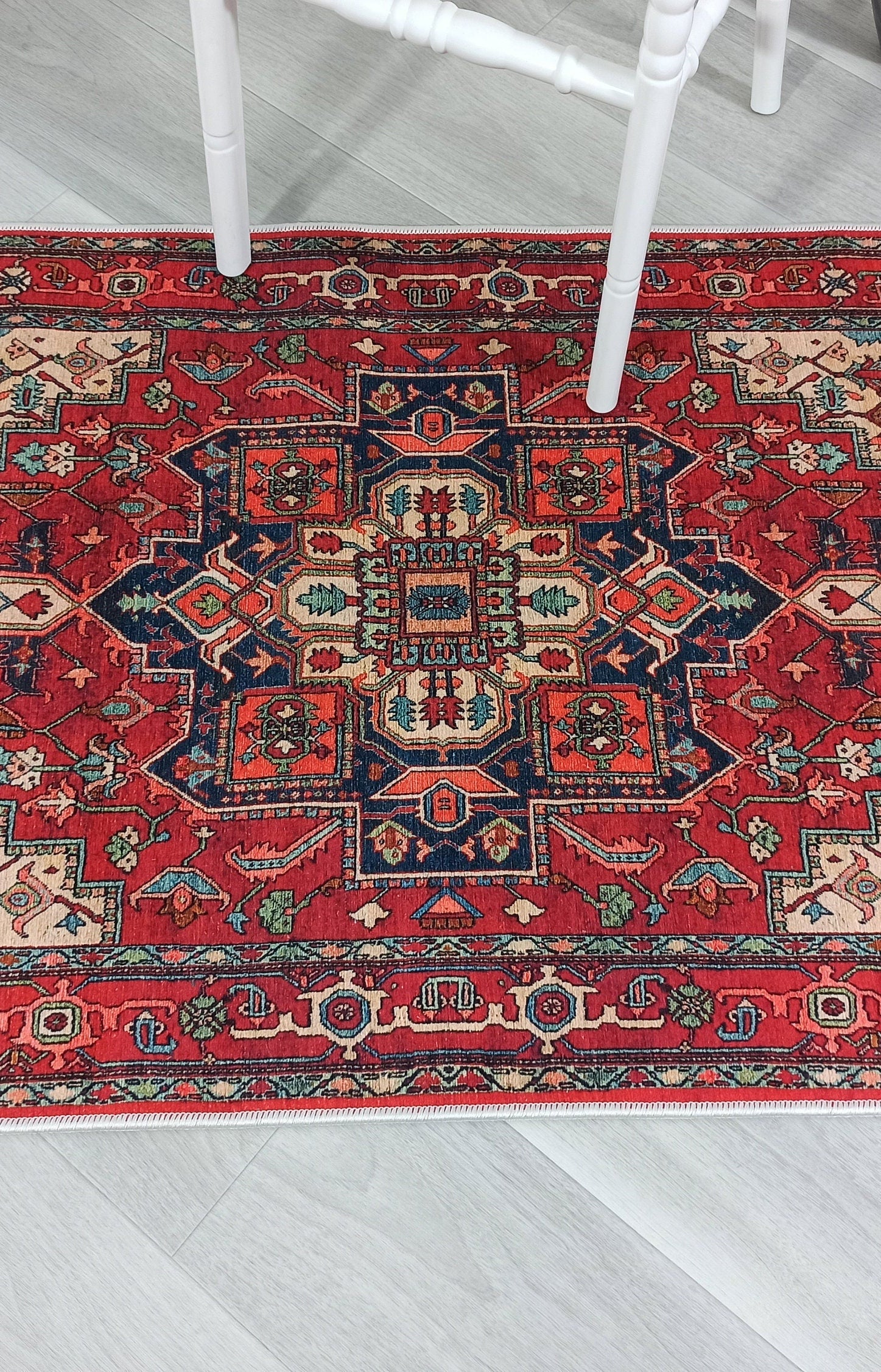 Nuna Red Persian Coral Heriz Rug