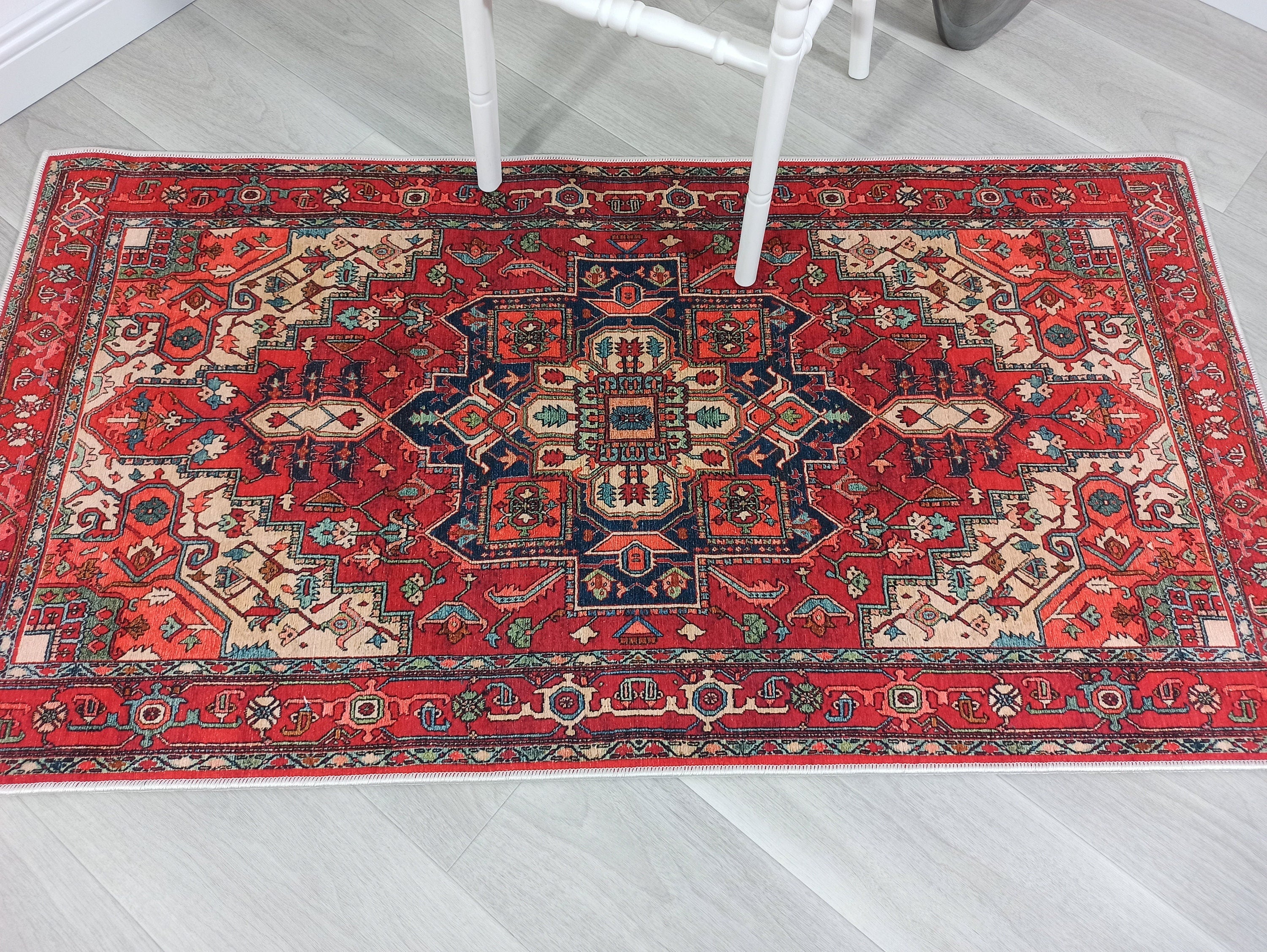 Nuna Red Persian Coral Heriz Rug
