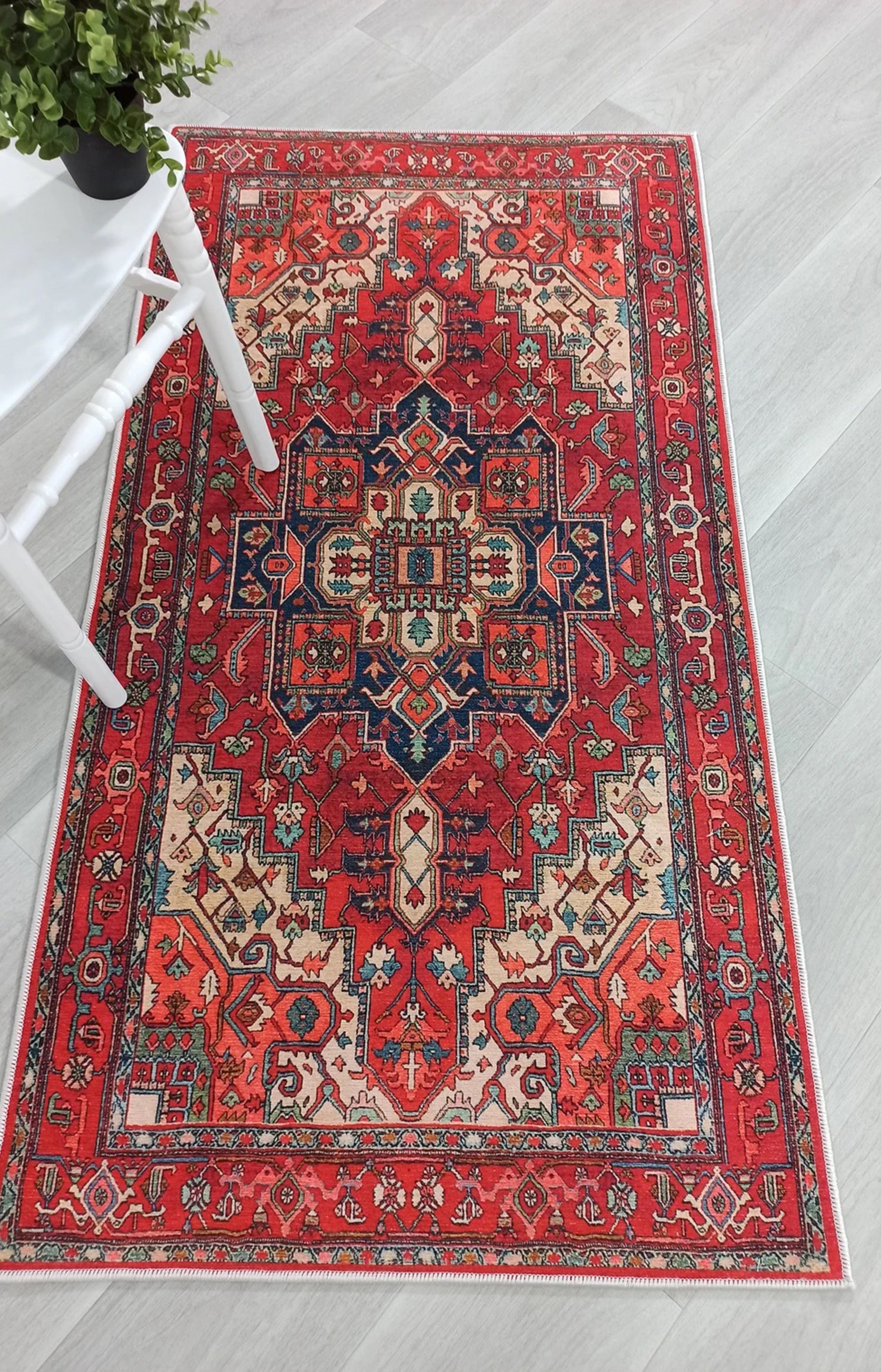 Nuna Red Persian Coral Heriz Rug
