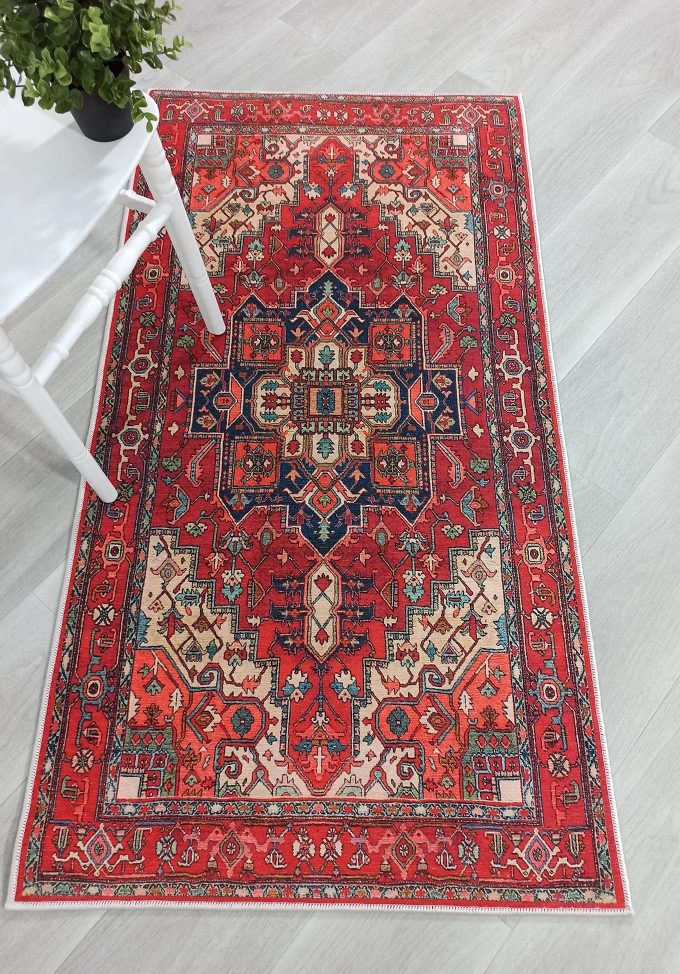 Nuna Red Persian Coral Heriz Rug