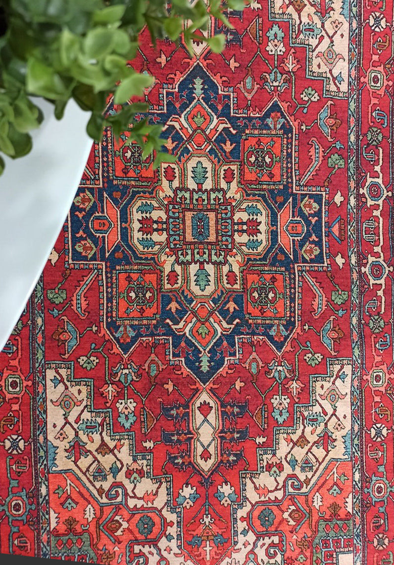Nuna Red Persian Coral Heriz Rug