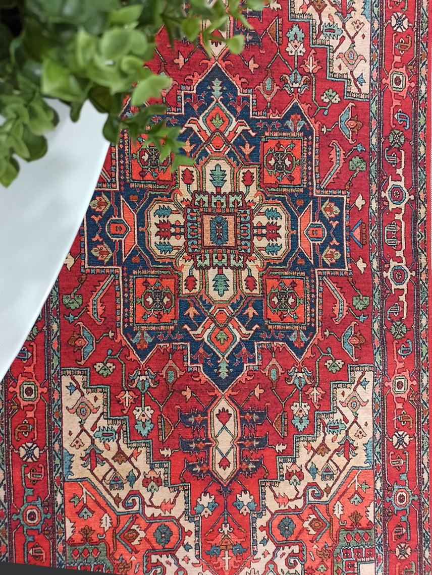 Nuna Red Persian Coral Heriz Rug