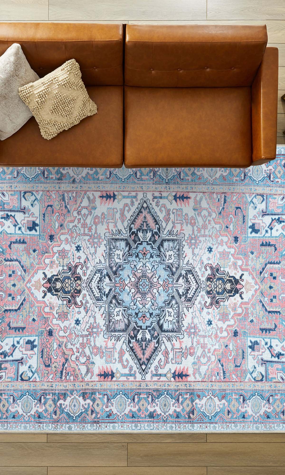 Marielle Navy Pink Heriz Modern Persian Rug