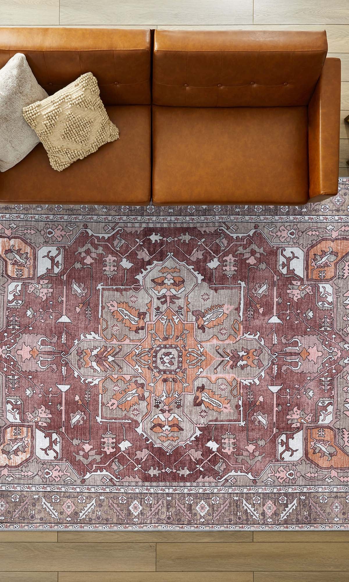 Silas Brown Terracotta Floral Modern Persian Rug