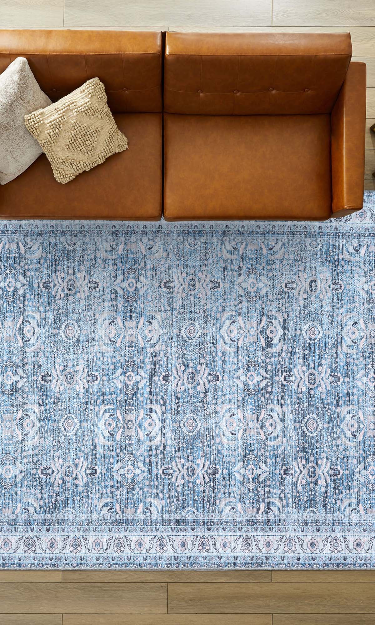 Jayla Modern Turkish Floral Cream Blue Rug