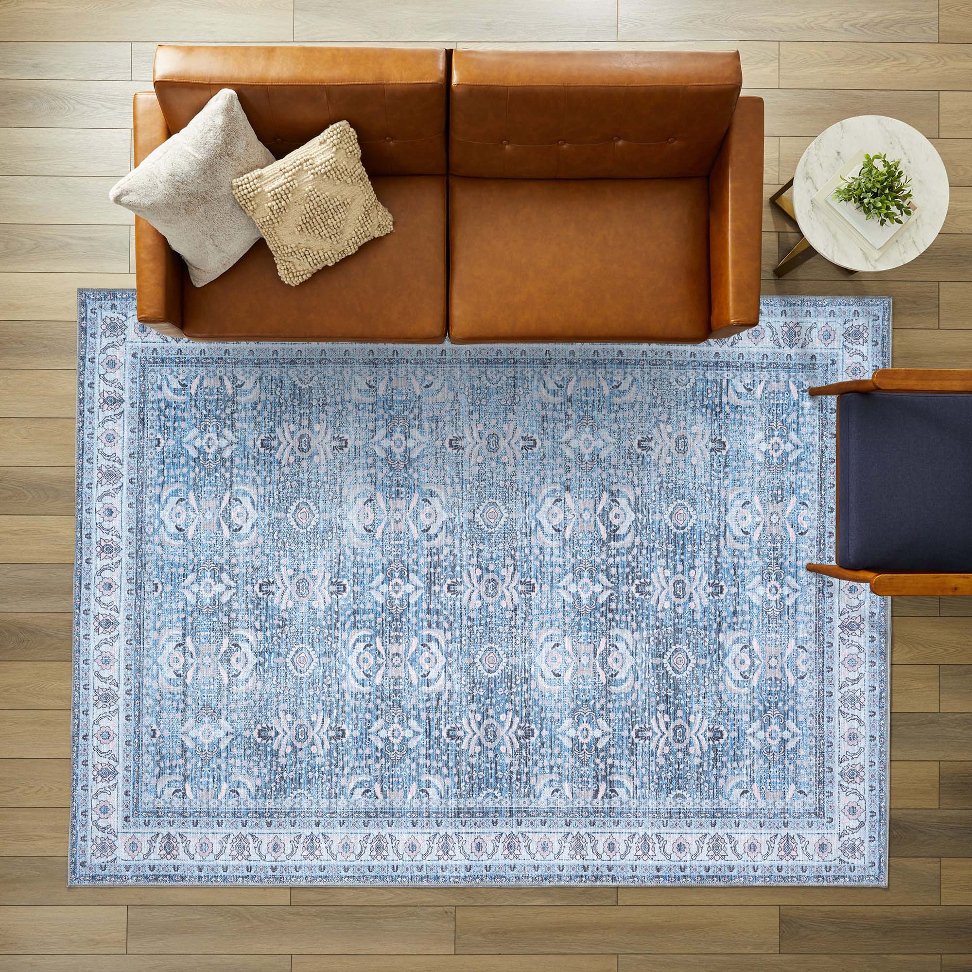 Jayla Modern Turkish Floral Cream Blue Rug